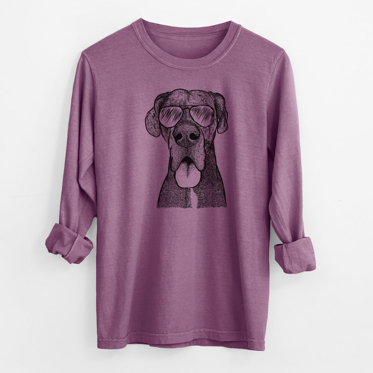 Aviator Eli the Great Dane - Men's Heavyweight 100% Cotton Long Sleeve