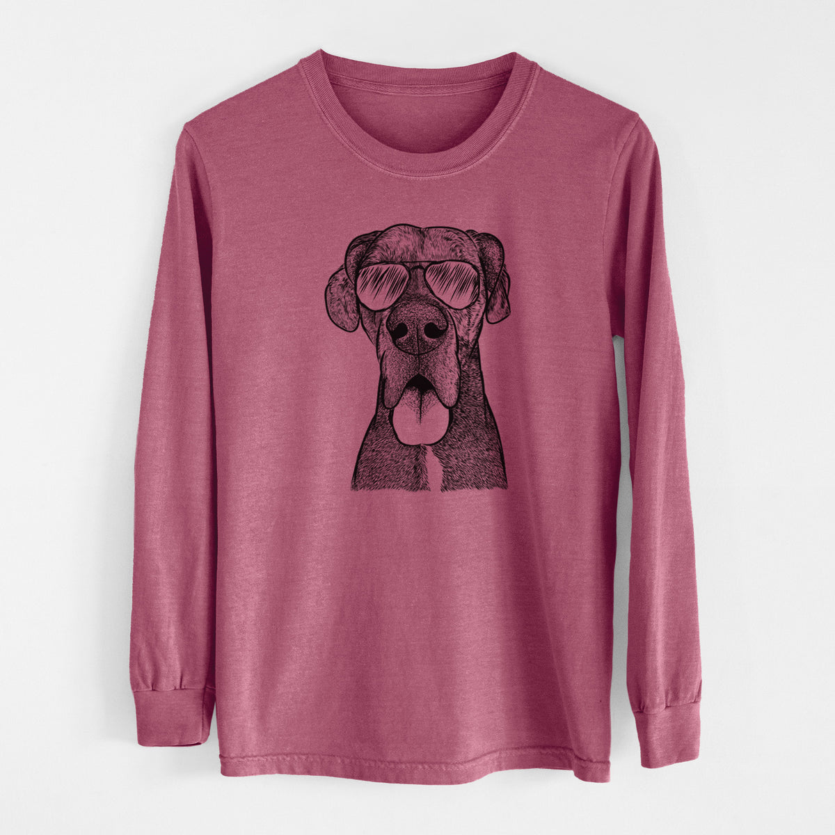 Aviator Eli the Great Dane - Men's Heavyweight 100% Cotton Long Sleeve