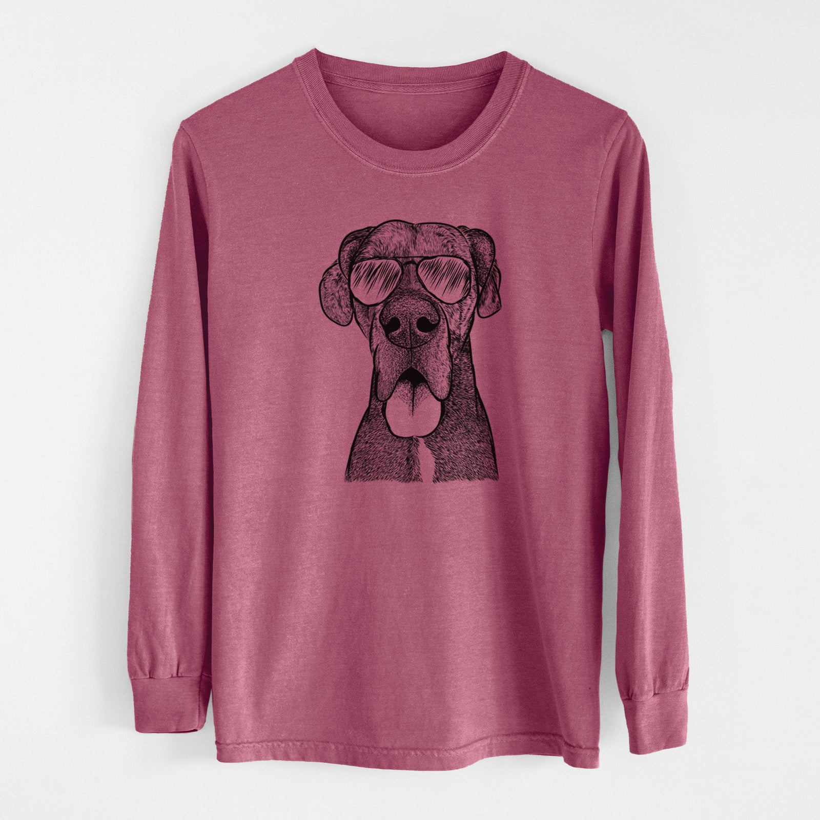 Aviator Eli the Great Dane - Men's Heavyweight 100% Cotton Long Sleeve