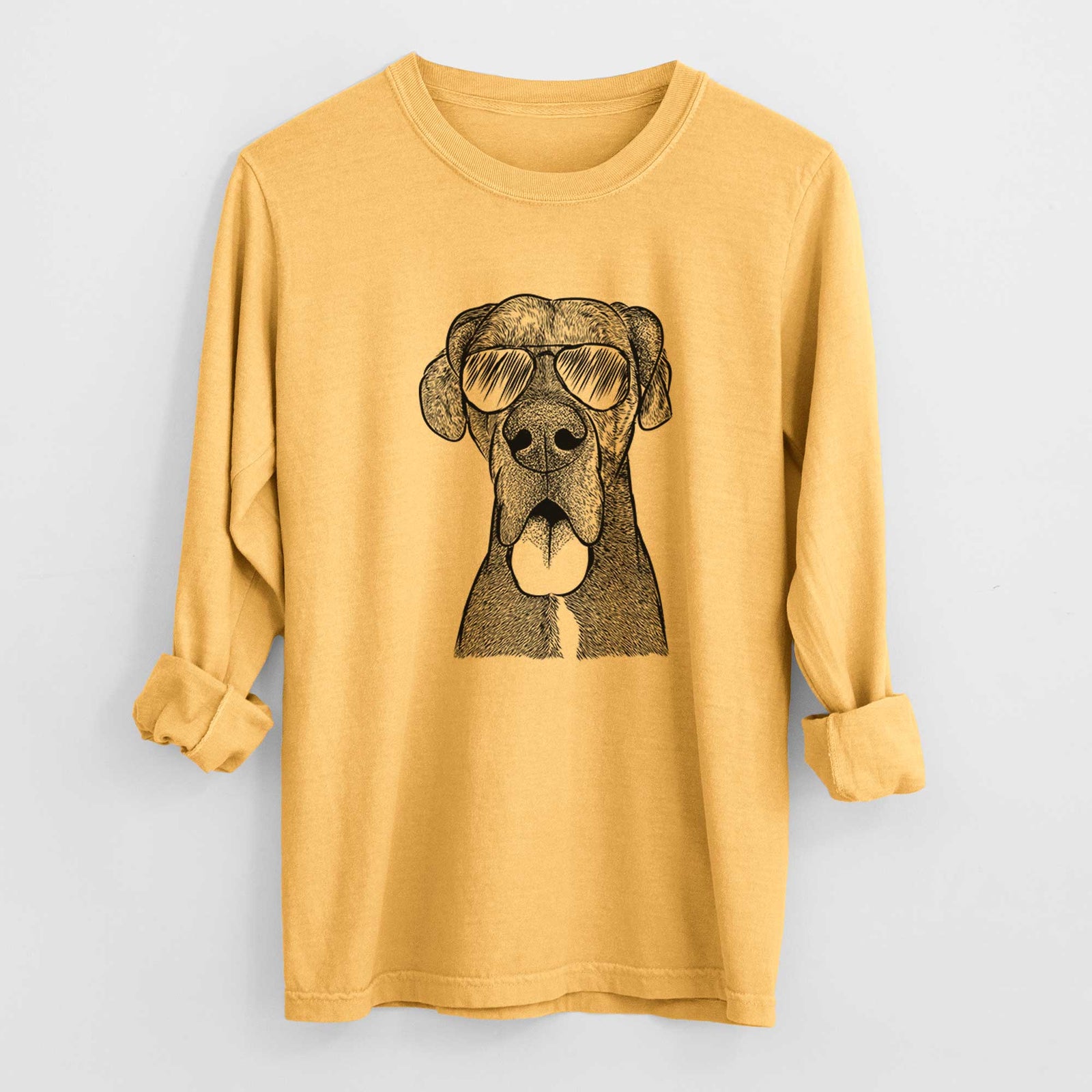Aviator Eli the Great Dane - Men's Heavyweight 100% Cotton Long Sleeve