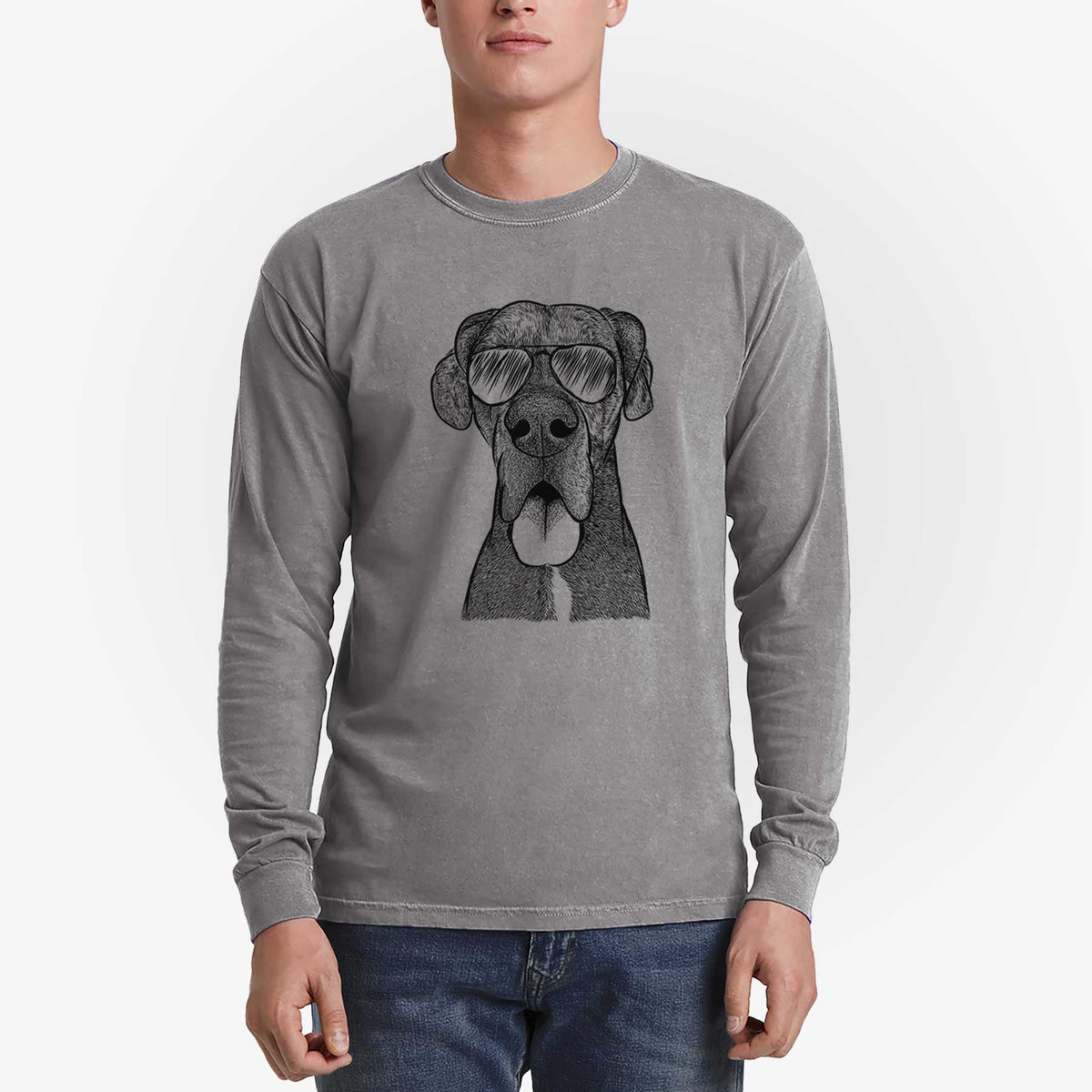 Aviator Eli the Great Dane - Men's Heavyweight 100% Cotton Long Sleeve