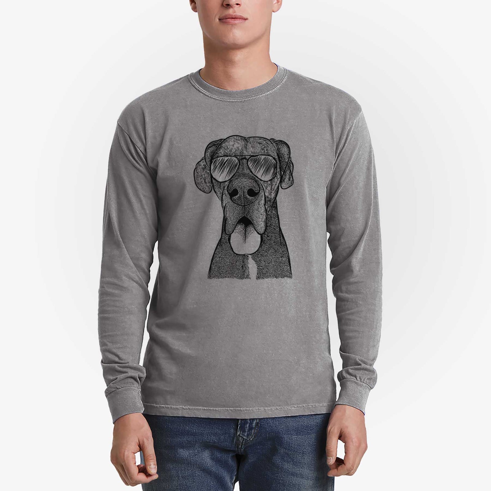 Aviator Eli the Great Dane - Men's Heavyweight 100% Cotton Long Sleeve