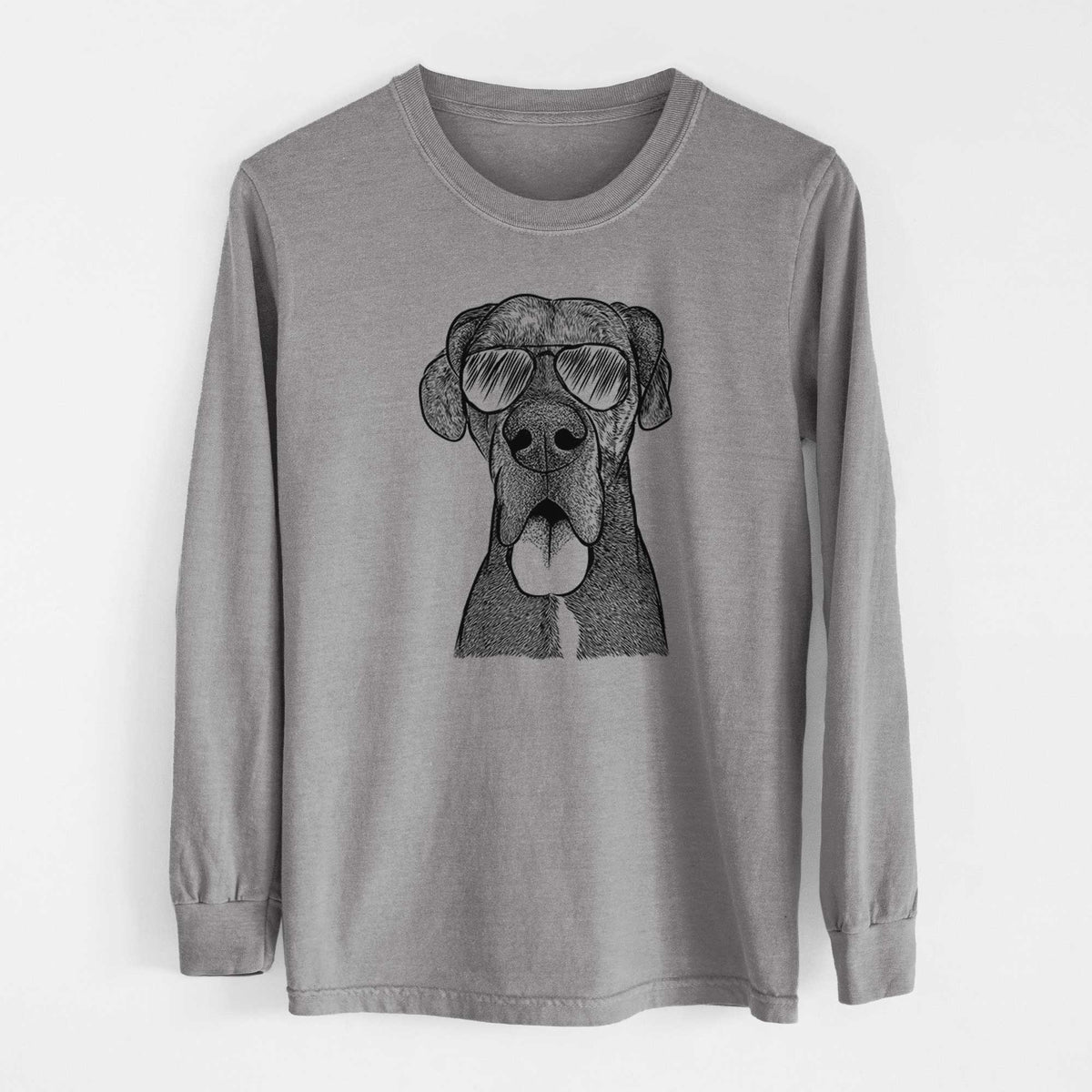 Aviator Eli the Great Dane - Men's Heavyweight 100% Cotton Long Sleeve