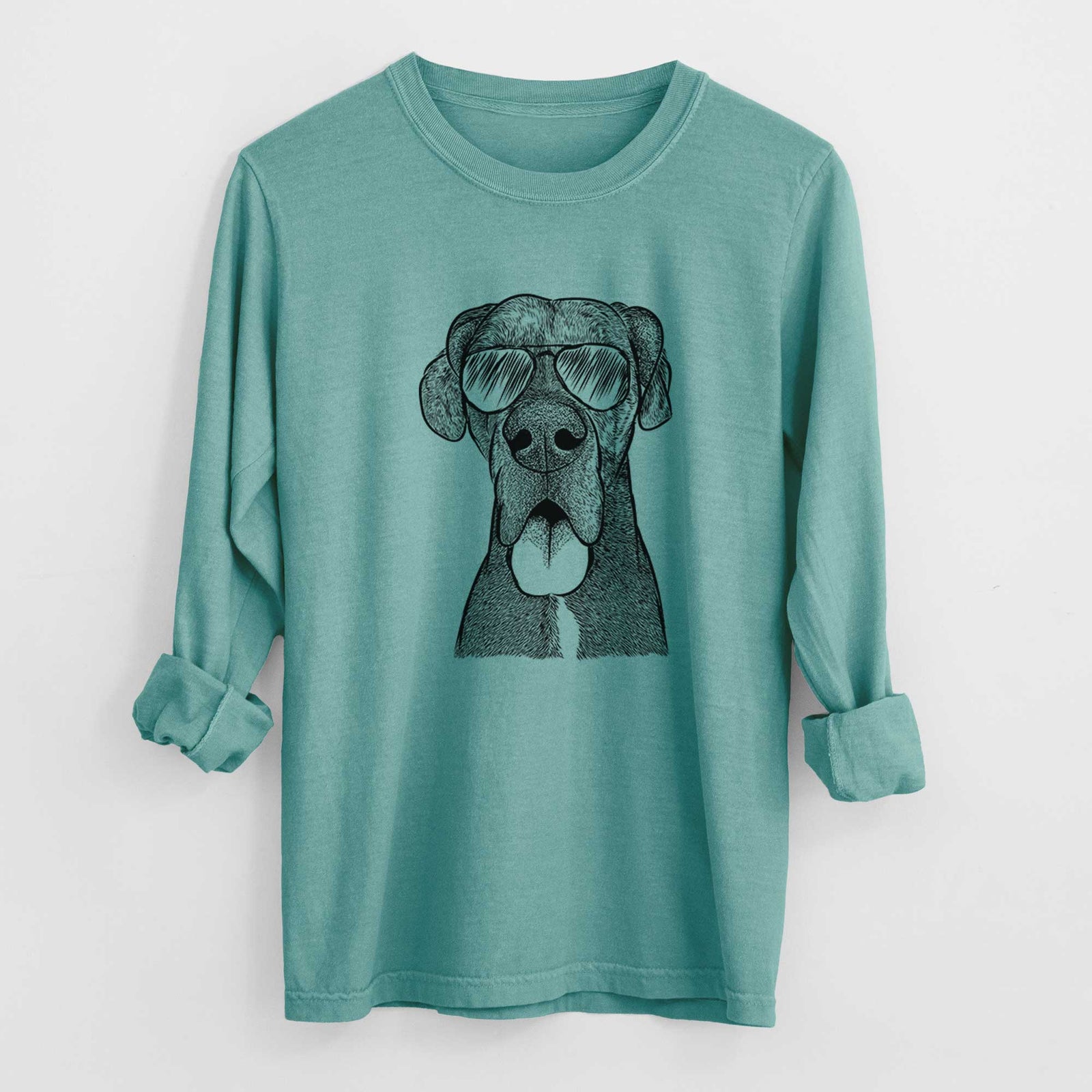 Aviator Eli the Great Dane - Men's Heavyweight 100% Cotton Long Sleeve