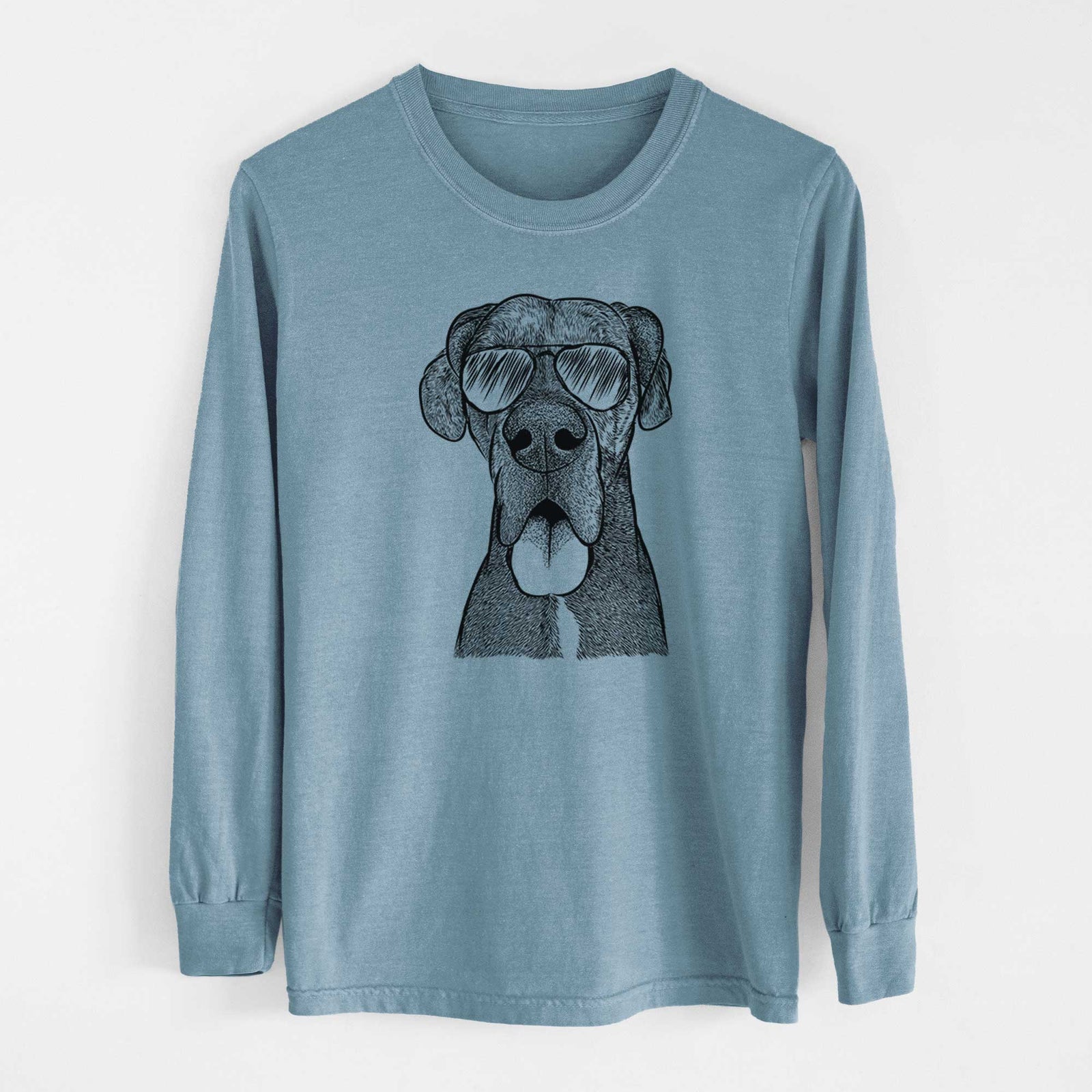 Aviator Eli the Great Dane - Men's Heavyweight 100% Cotton Long Sleeve