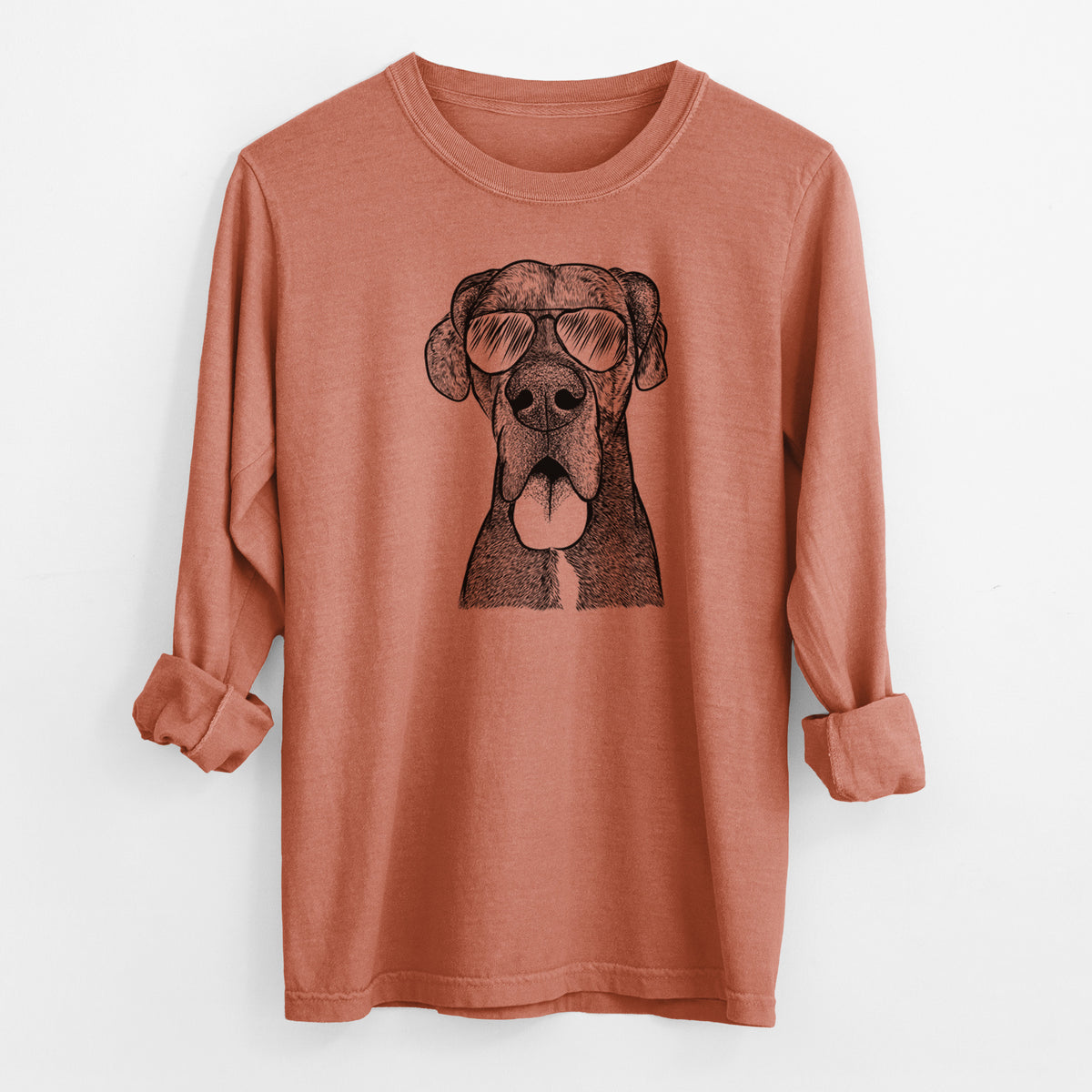 Aviator Eli the Great Dane - Men's Heavyweight 100% Cotton Long Sleeve