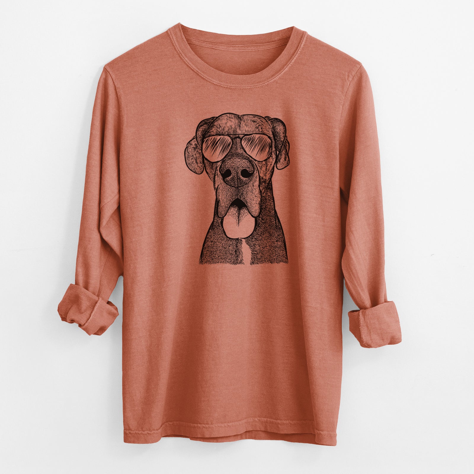 Aviator Eli the Great Dane - Men's Heavyweight 100% Cotton Long Sleeve