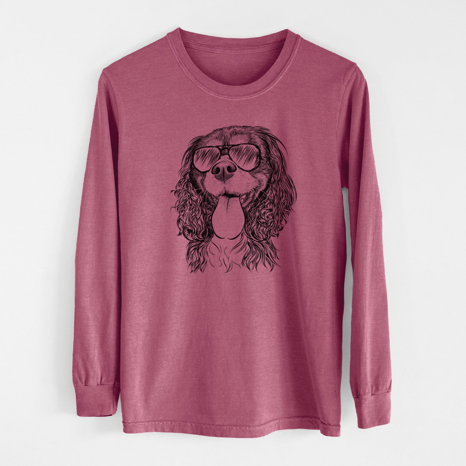 Aviator Elizabeth the Cavalier King Charles Spaniel - Men's Heavyweight 100% Cotton Long Sleeve
