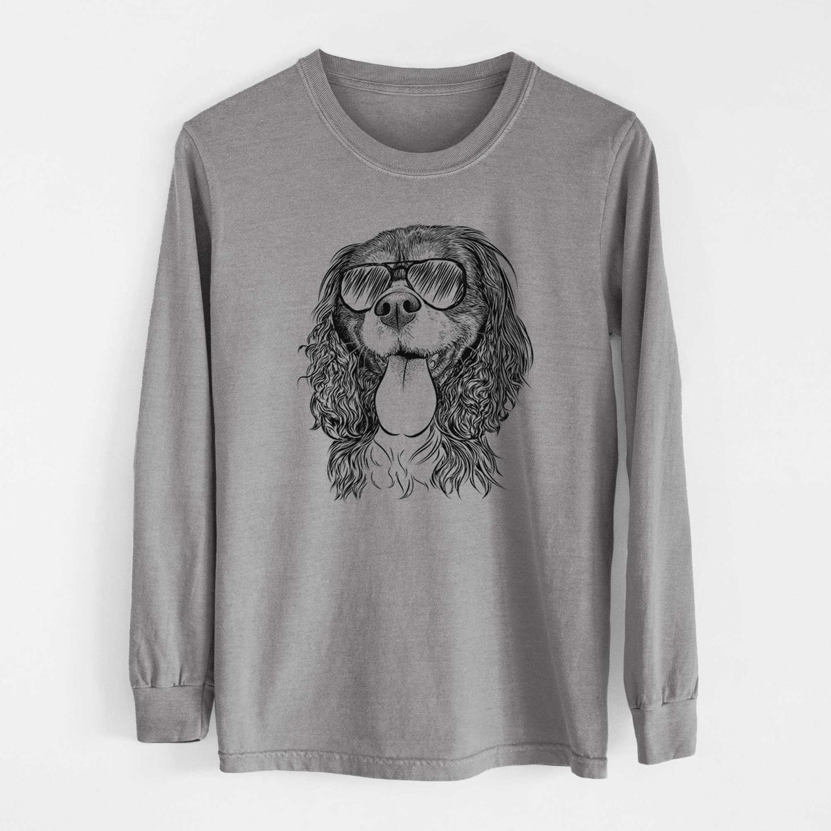 Aviator Elizabeth the Cavalier King Charles Spaniel - Men's Heavyweight 100% Cotton Long Sleeve