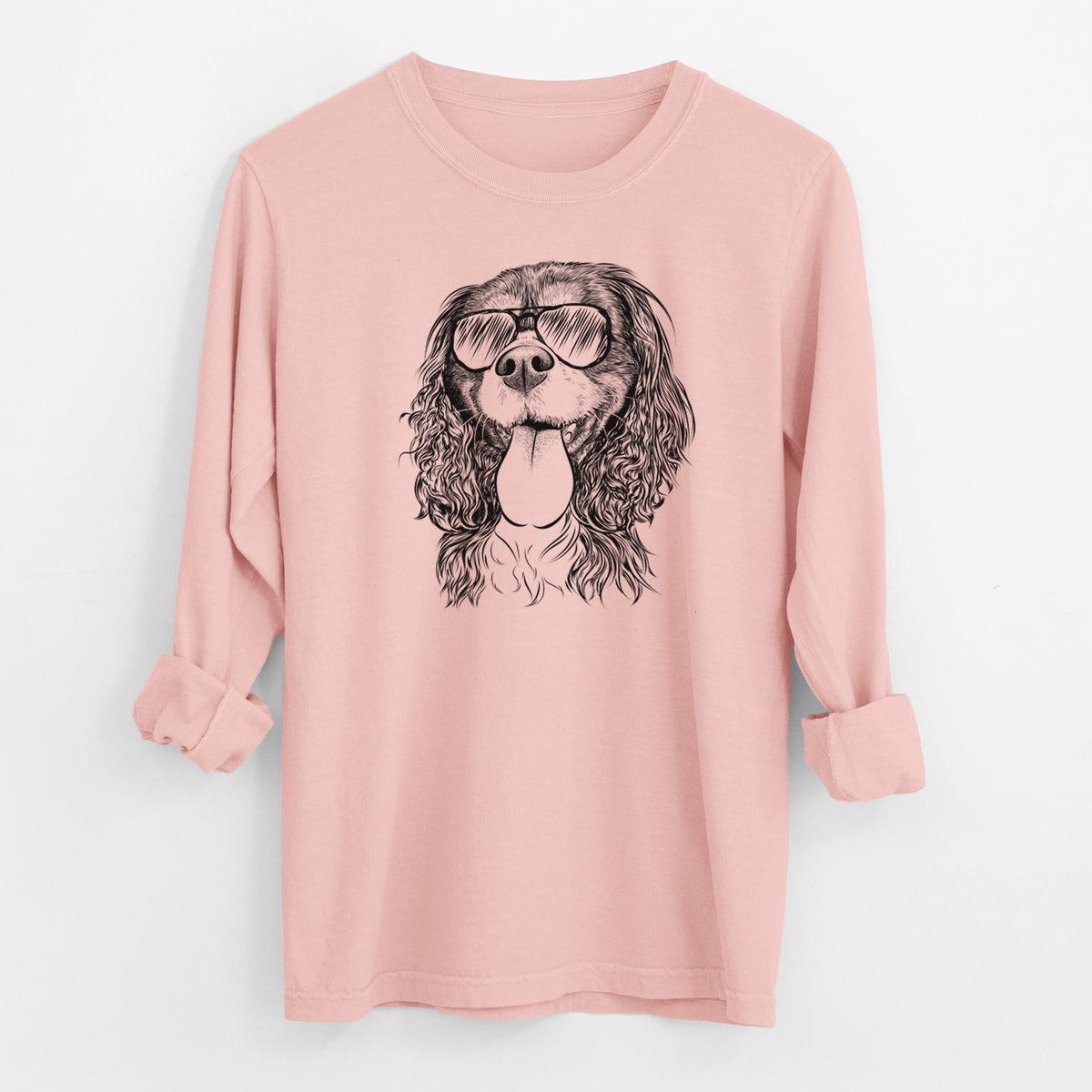 Aviator Elizabeth the Cavalier King Charles Spaniel - Men's Heavyweight 100% Cotton Long Sleeve