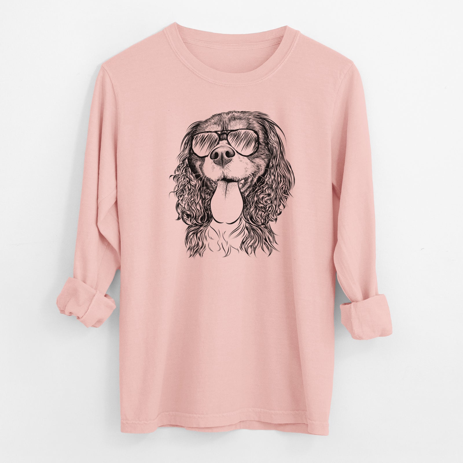 Aviator Elizabeth the Cavalier King Charles Spaniel - Men's Heavyweight 100% Cotton Long Sleeve