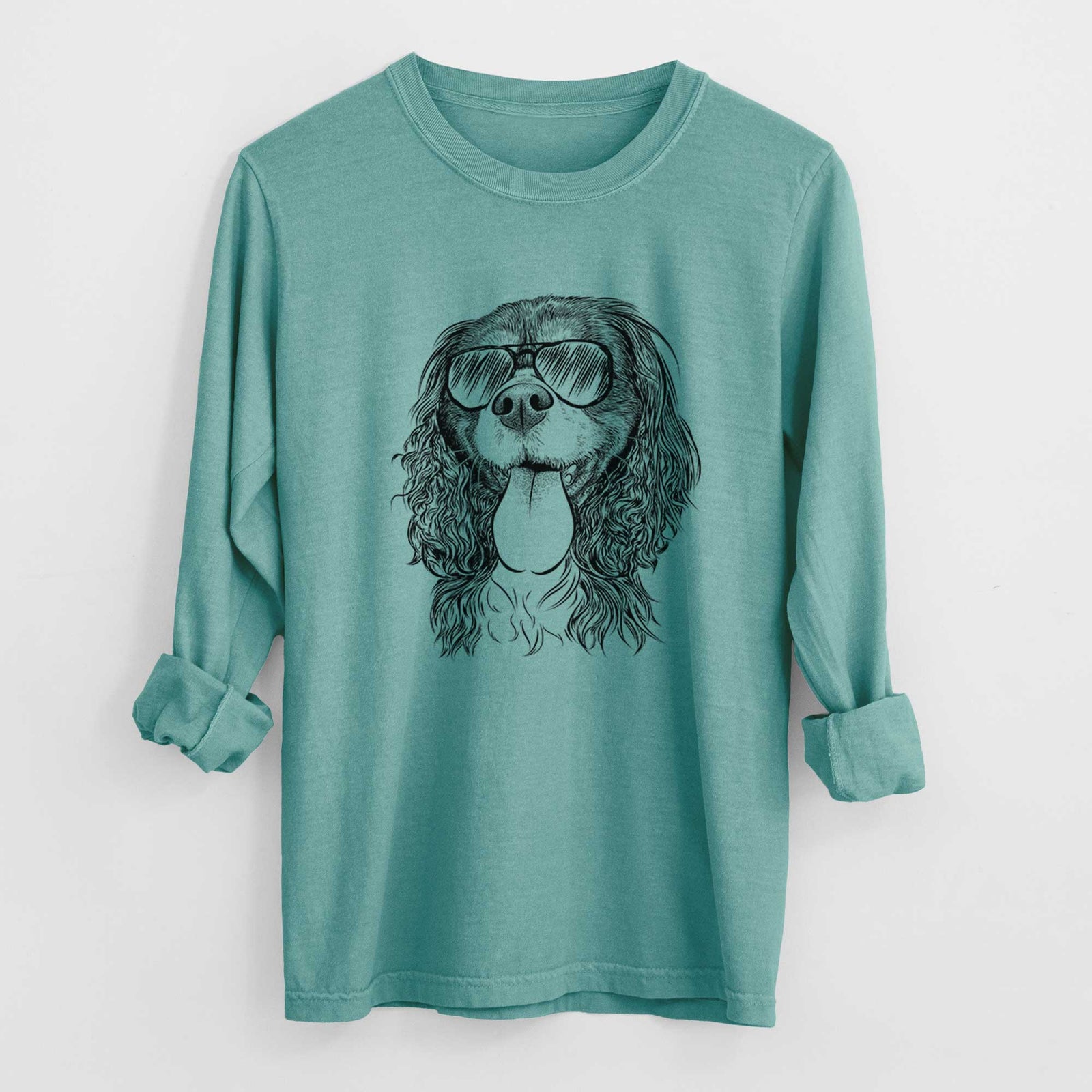 Aviator Elizabeth the Cavalier King Charles Spaniel - Men's Heavyweight 100% Cotton Long Sleeve