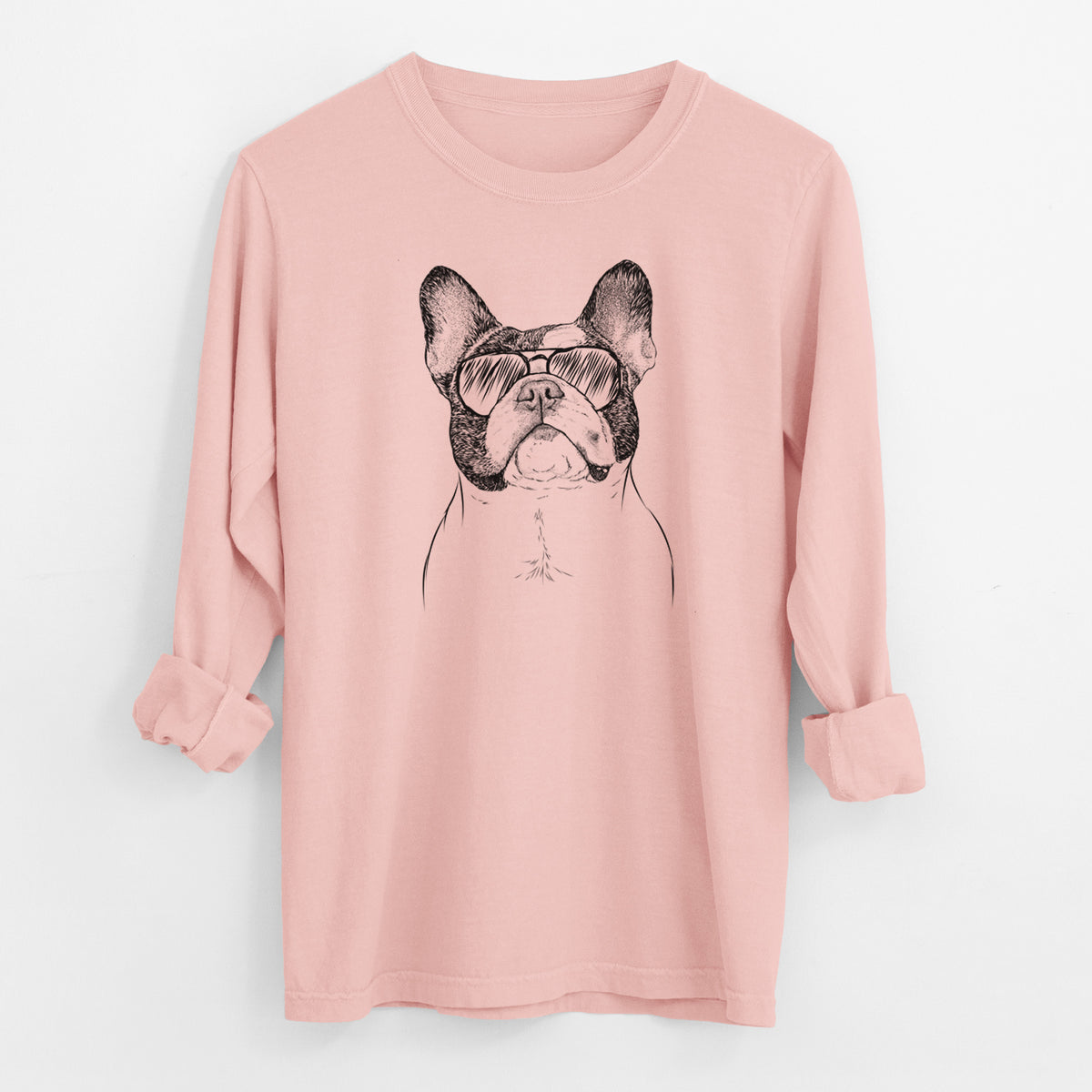 Aviator Ella the French Bulldog - Men's Heavyweight 100% Cotton Long Sleeve