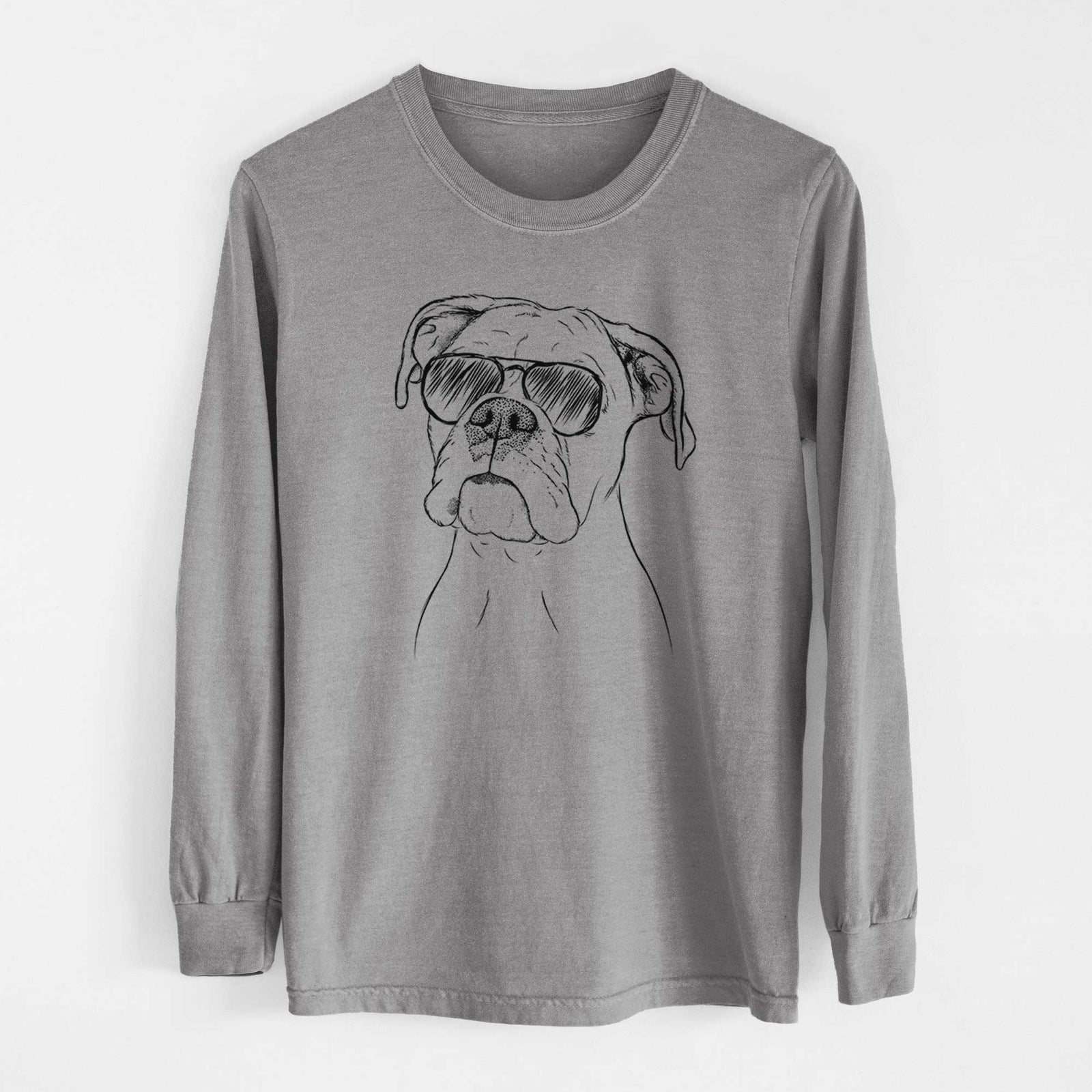 Aviator Ellie the Boxer - Men's Heavyweight 100% Cotton Long Sleeve