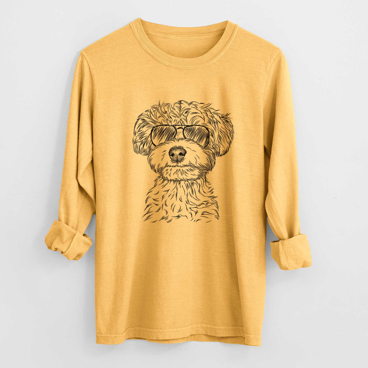 Aviator Elliott the Yorkiepoo - Men's Heavyweight 100% Cotton Long Sleeve
