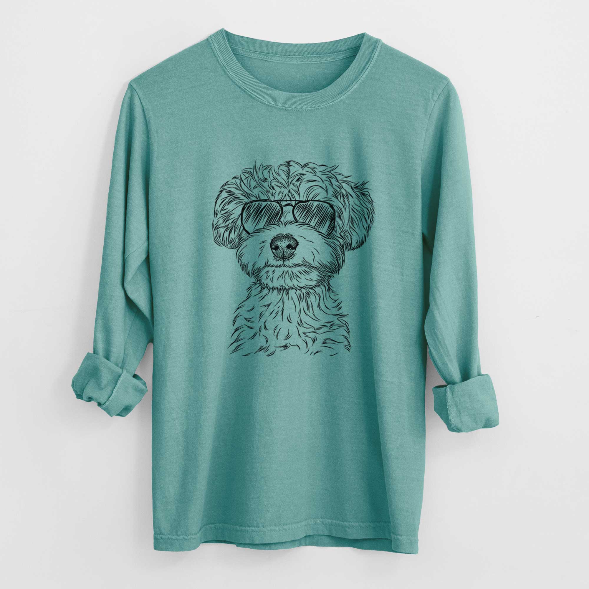 Aviator Elliott the Yorkiepoo - Men's Heavyweight 100% Cotton Long Sleeve