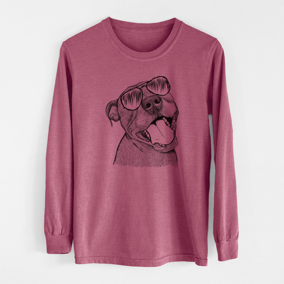 Aviator Eloise the Pitbull Mix - Men's Heavyweight 100% Cotton Long Sleeve
