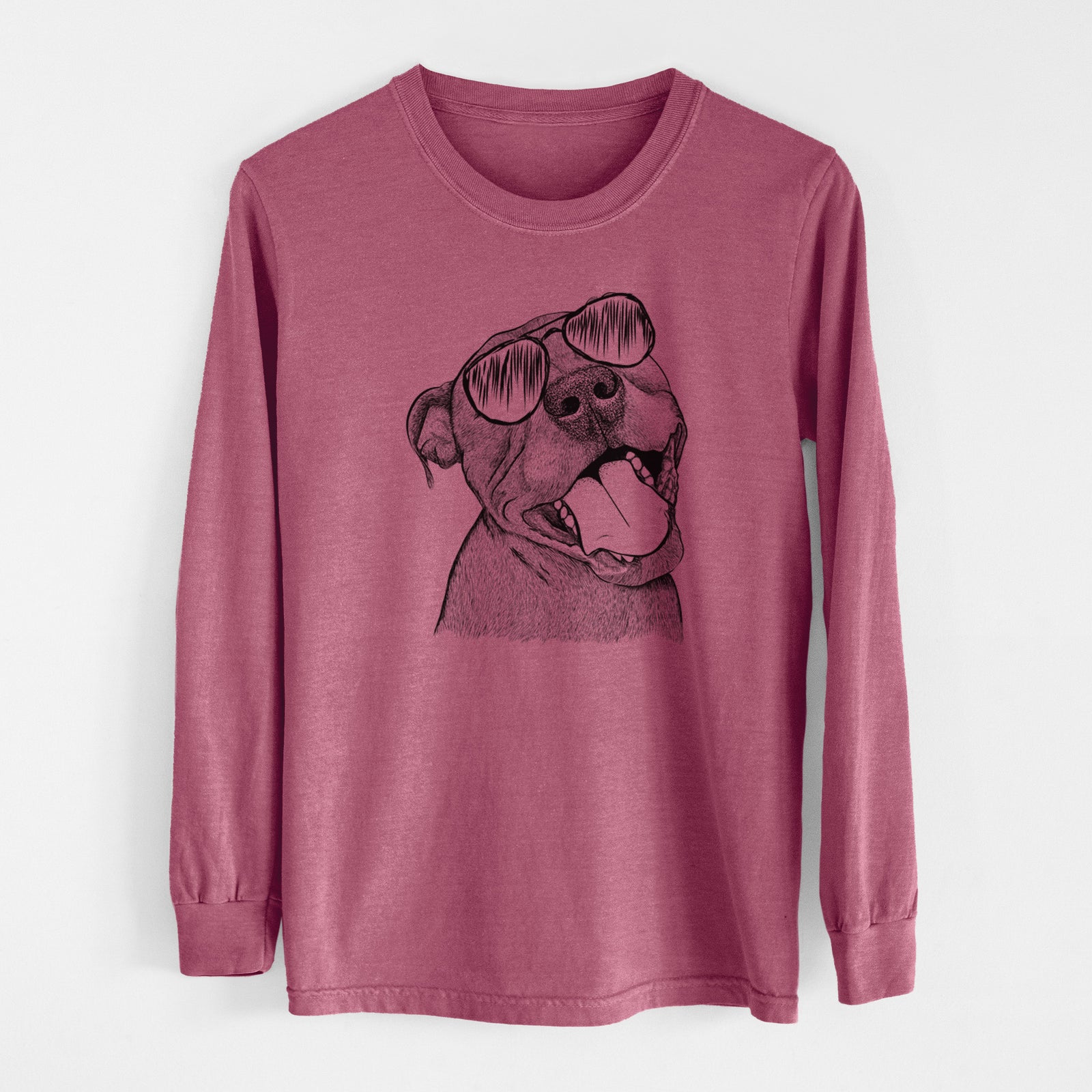 Aviator Eloise the Pitbull Mix - Men's Heavyweight 100% Cotton Long Sleeve