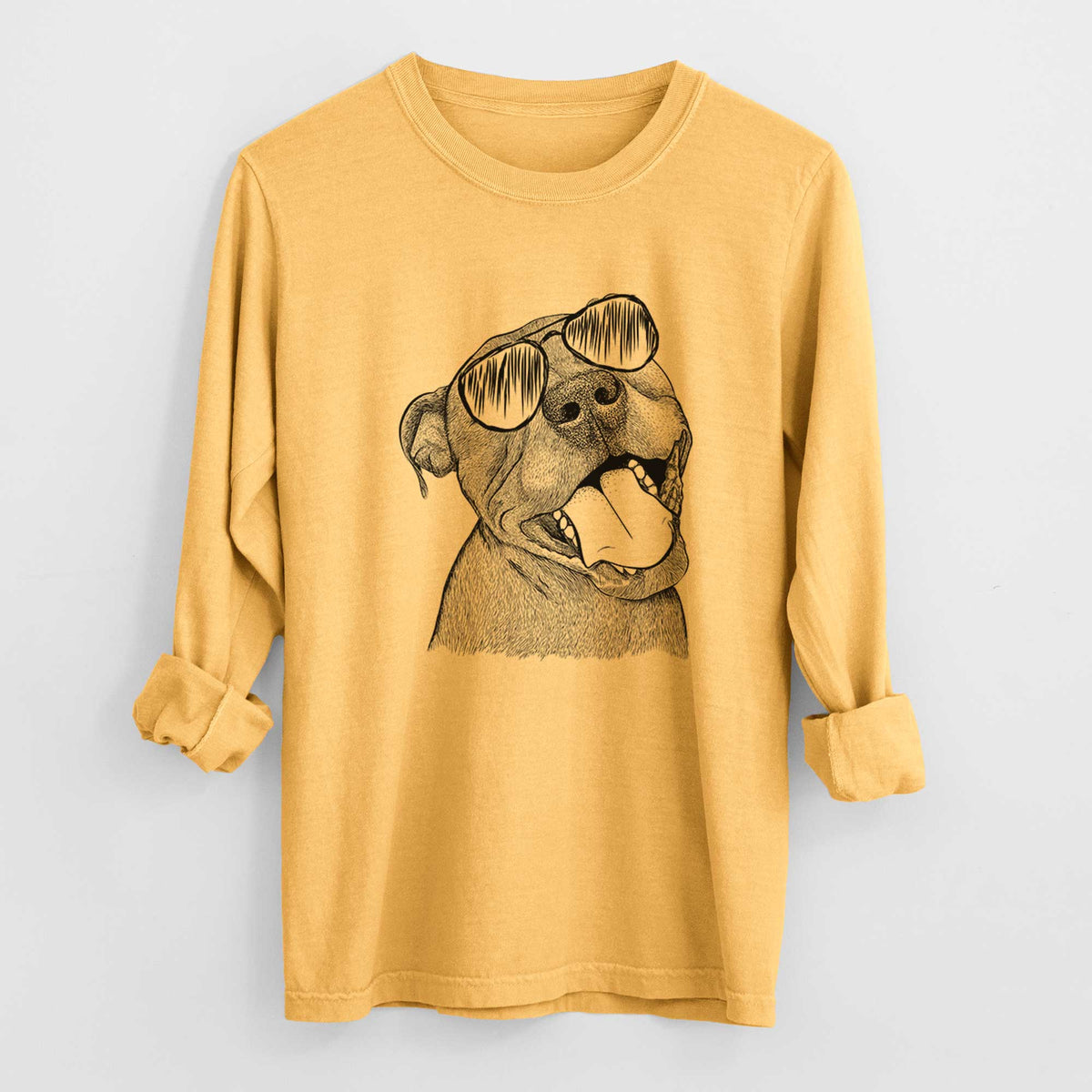 Aviator Eloise the Pitbull Mix - Men's Heavyweight 100% Cotton Long Sleeve