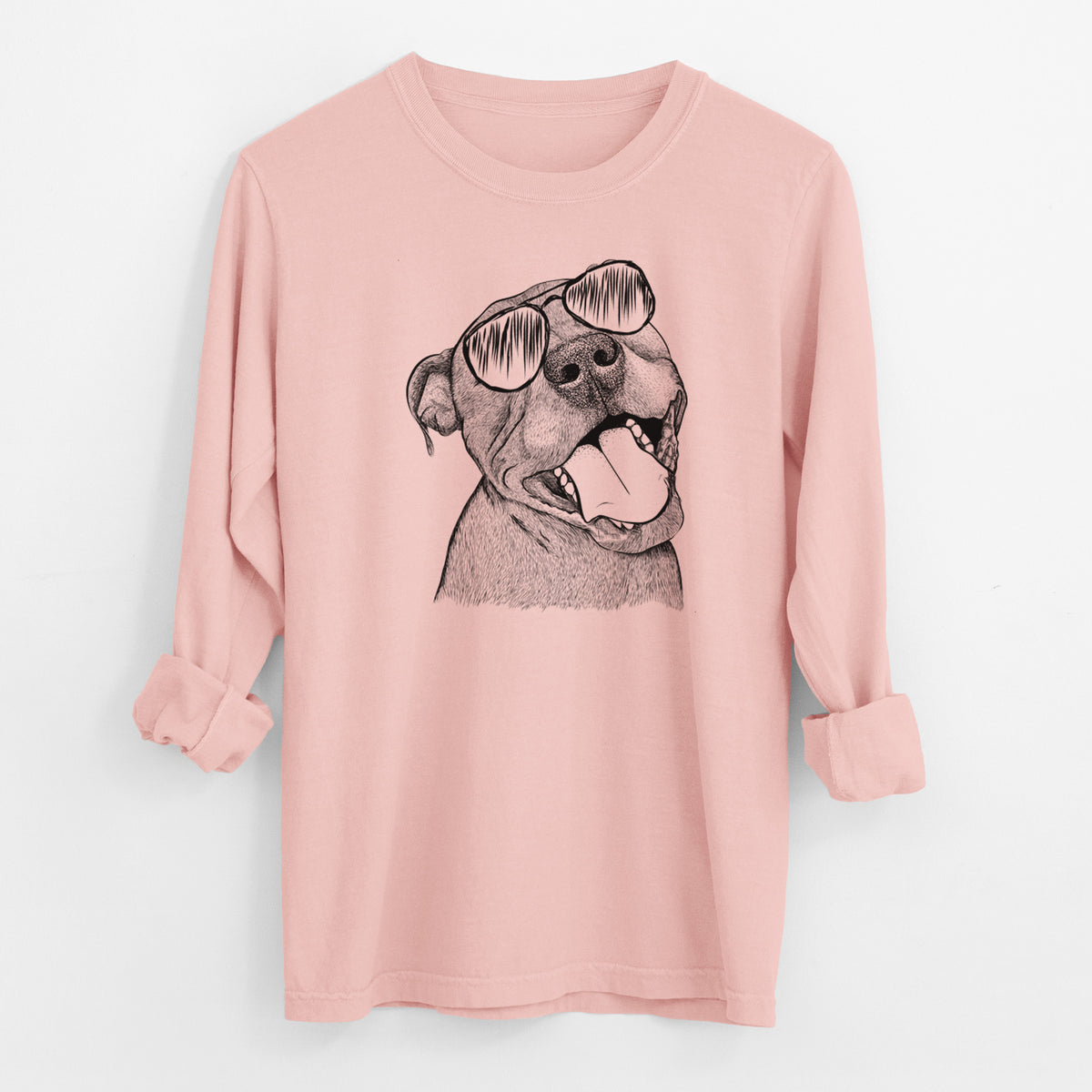 Aviator Eloise the Pitbull Mix - Men's Heavyweight 100% Cotton Long Sleeve