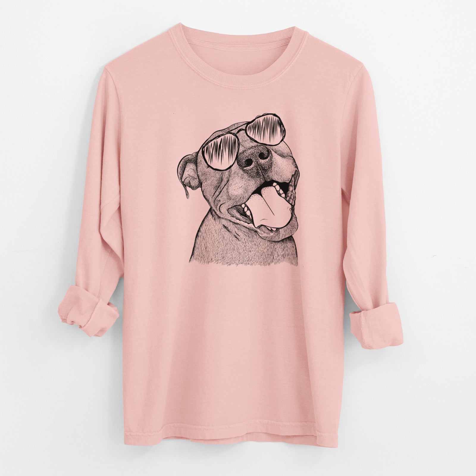 Aviator Eloise the Pitbull Mix - Men's Heavyweight 100% Cotton Long Sleeve