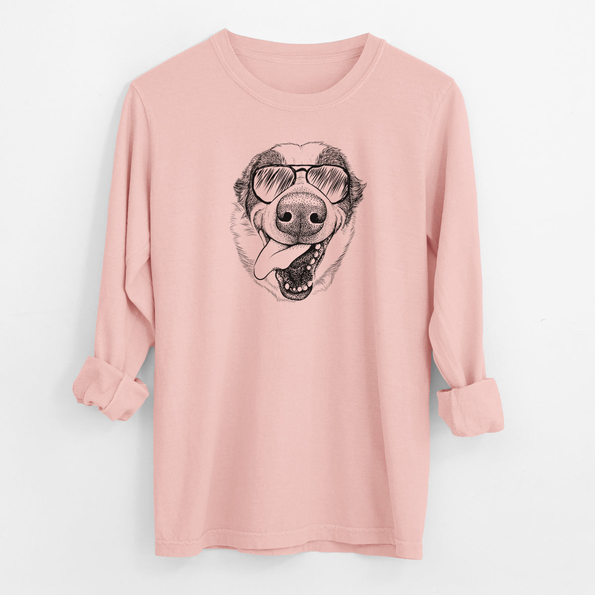 Aviator Elwood the Border Collie - Men's Heavyweight 100% Cotton Long Sleeve