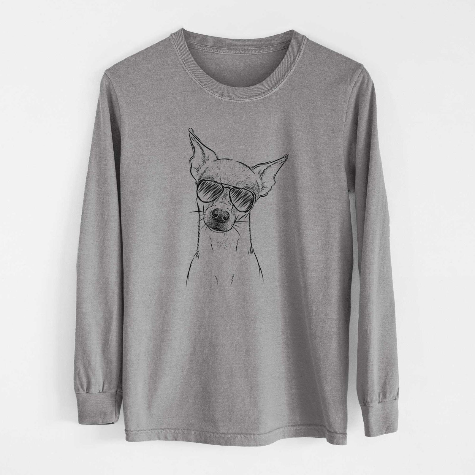 Aviator Emee the Chihuahua - Men's Heavyweight 100% Cotton Long Sleeve