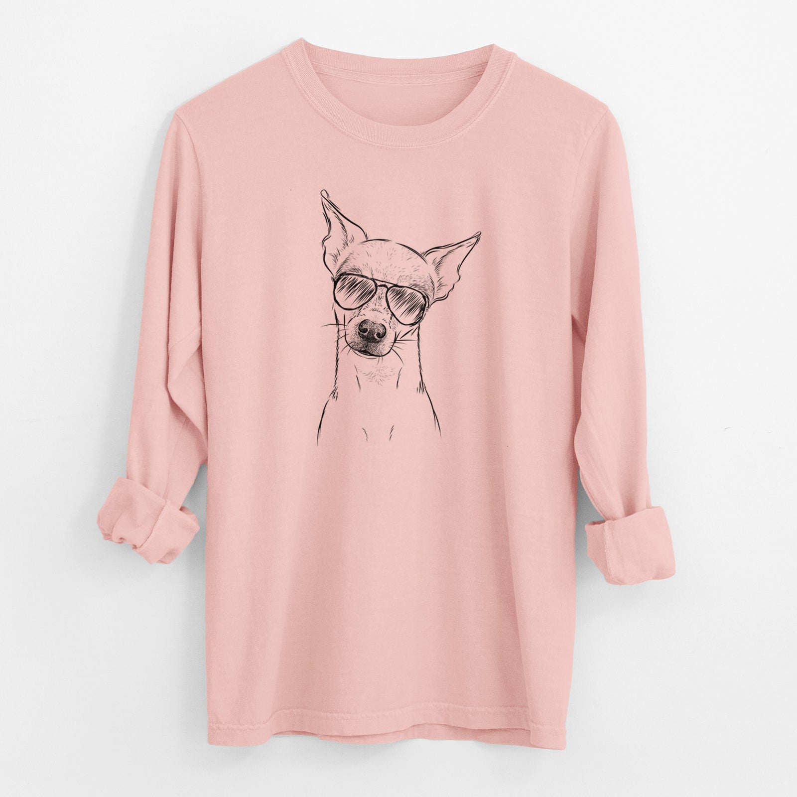 Aviator Emee the Chihuahua - Men's Heavyweight 100% Cotton Long Sleeve