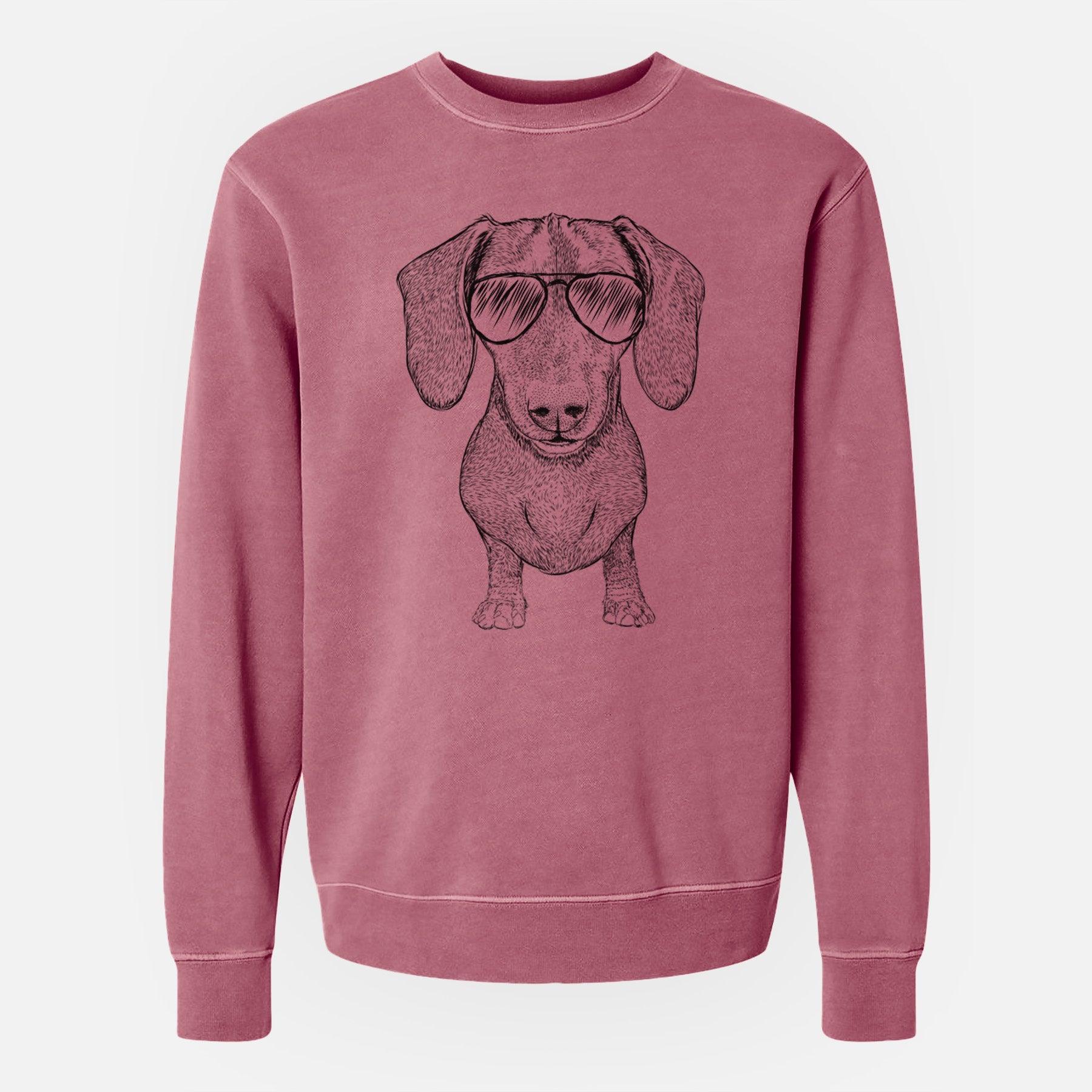 Aviator Ernie the Mini Dachshund - Unisex Pigment Dyed Crew Sweatshirt