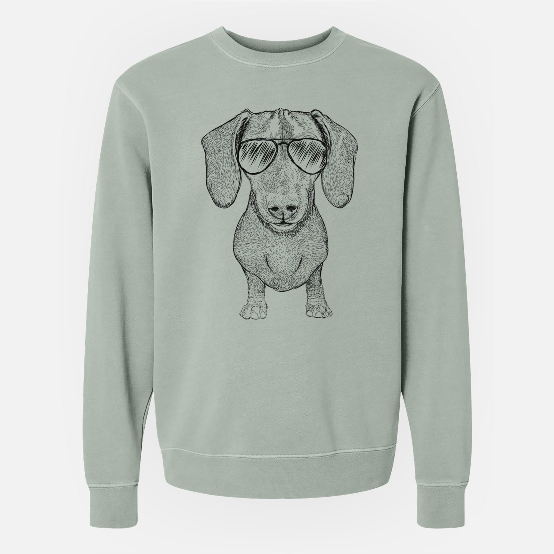 Aviator Ernie the Mini Dachshund - Unisex Pigment Dyed Crew Sweatshirt