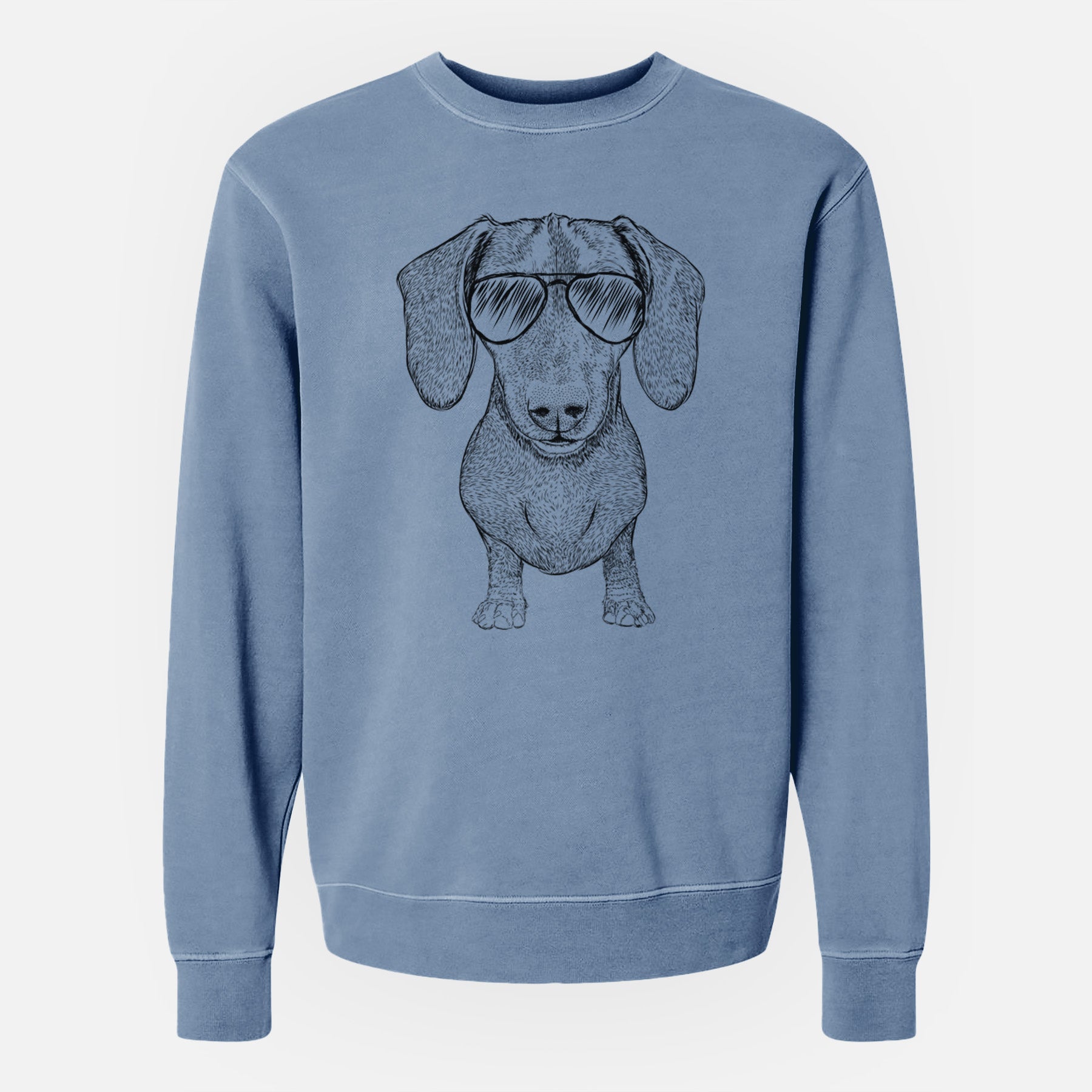 Aviator Ernie the Mini Dachshund - Unisex Pigment Dyed Crew Sweatshirt