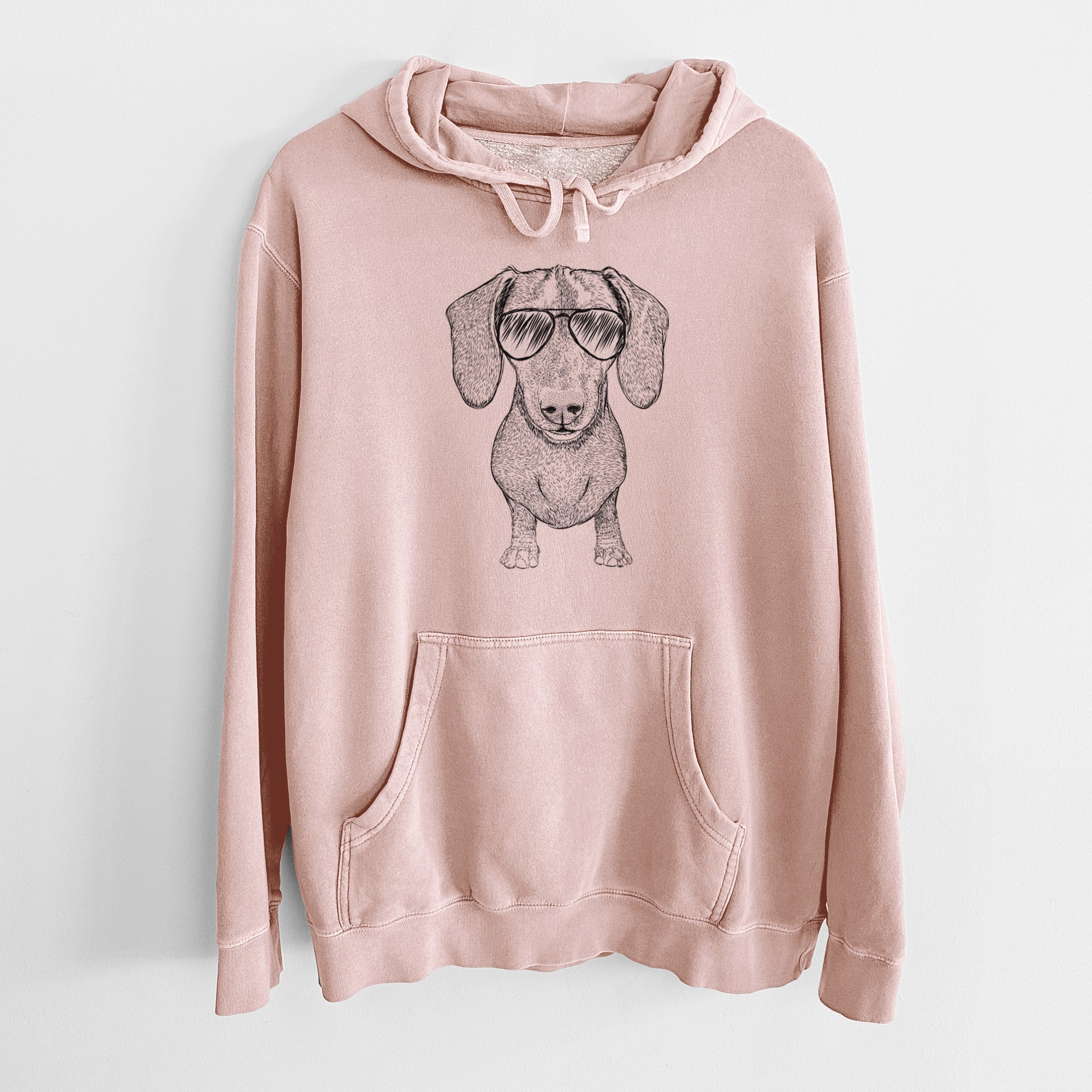 Aviator Ernie the Mini Dachshund - Unisex Pigment Dyed Hoodie