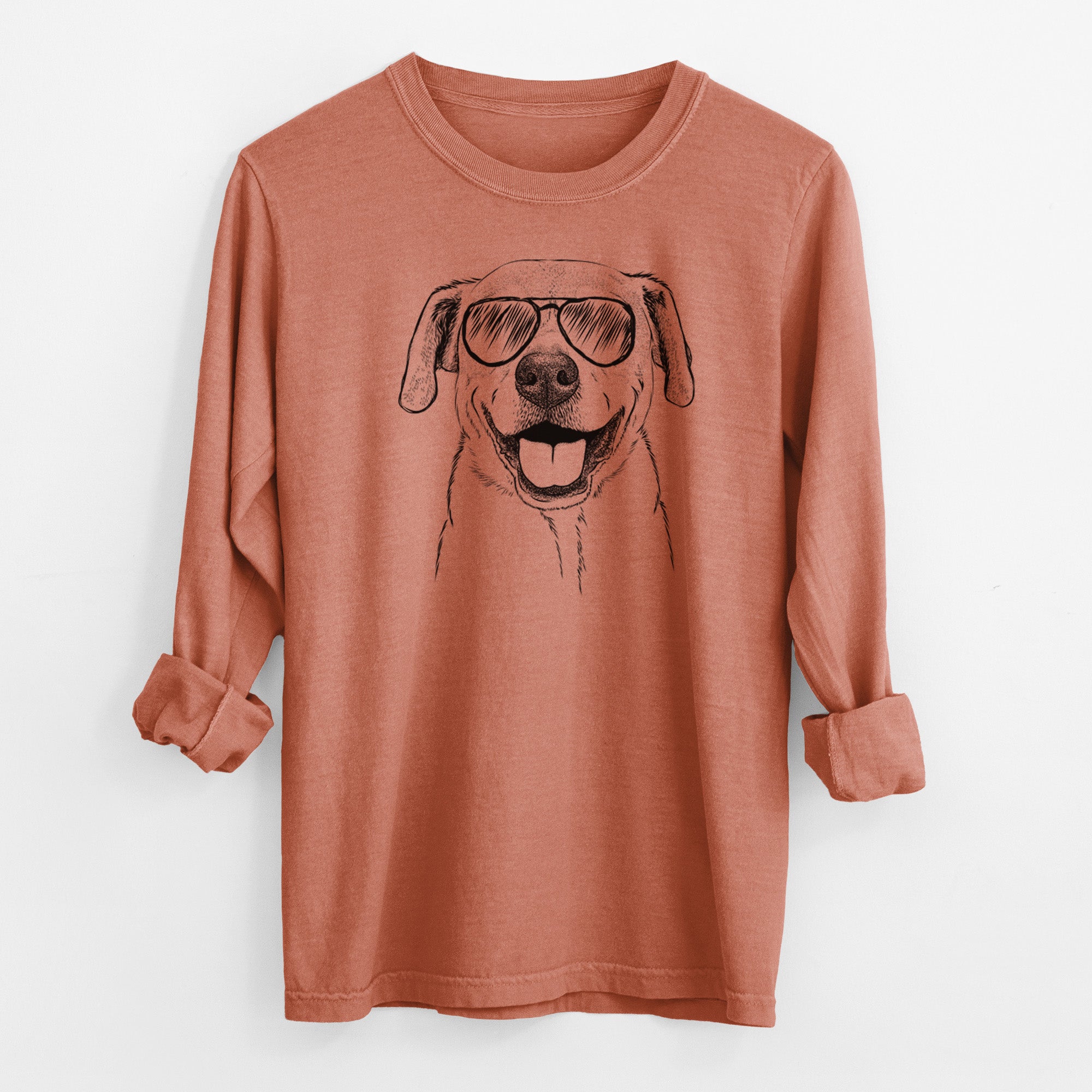Aviator Ernie the Mixed Breed - Men's Heavyweight 100% Cotton Long Sleeve