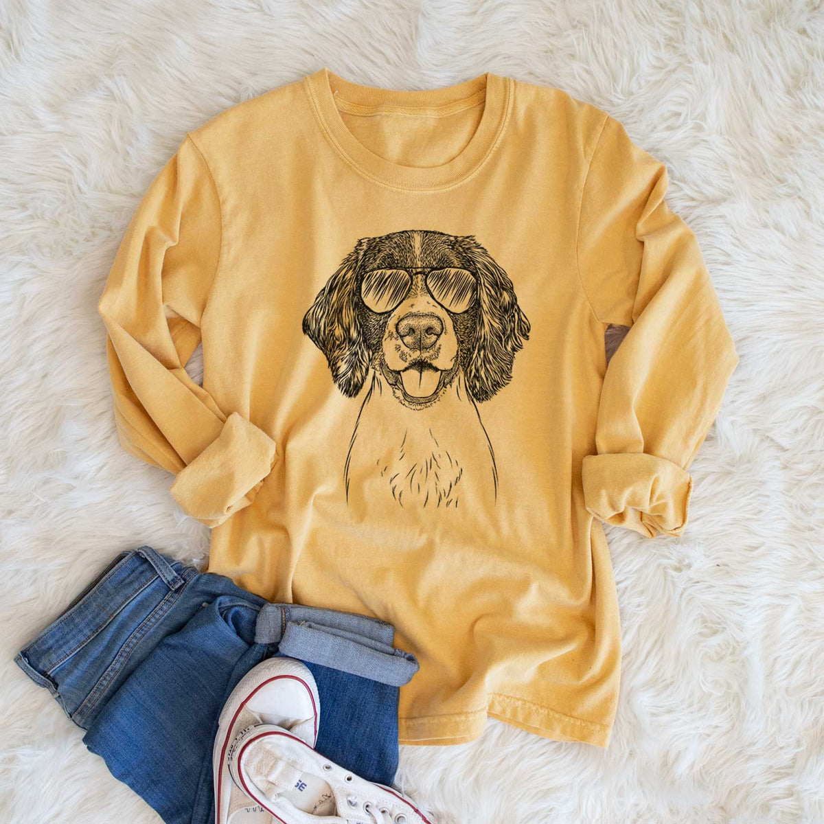 Aviator Ever the English Springer Spaniel - Men's Heavyweight 100% Cotton Long Sleeve