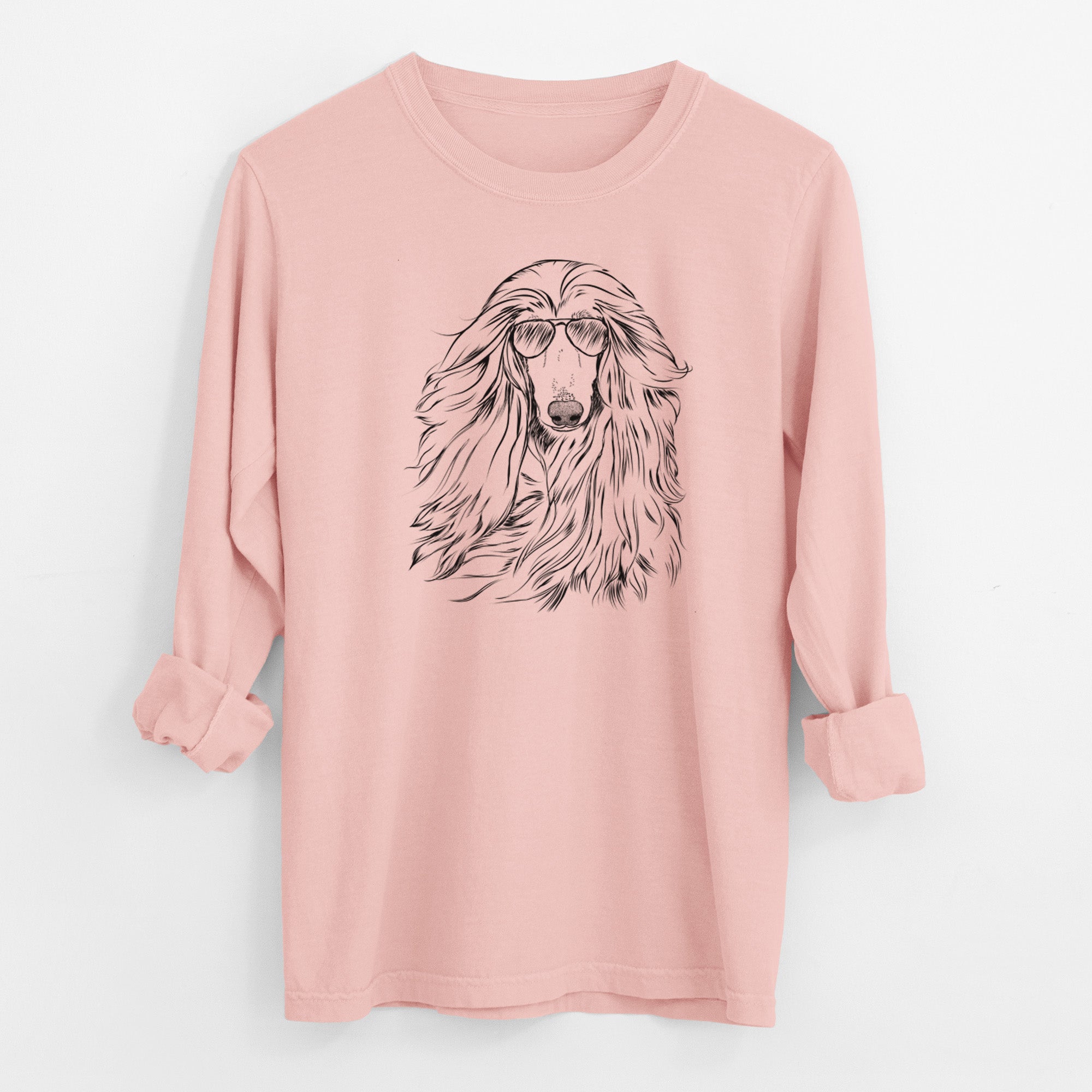 Aviator Fabio the Afghan Hound - Men's Heavyweight 100% Cotton Long Sleeve