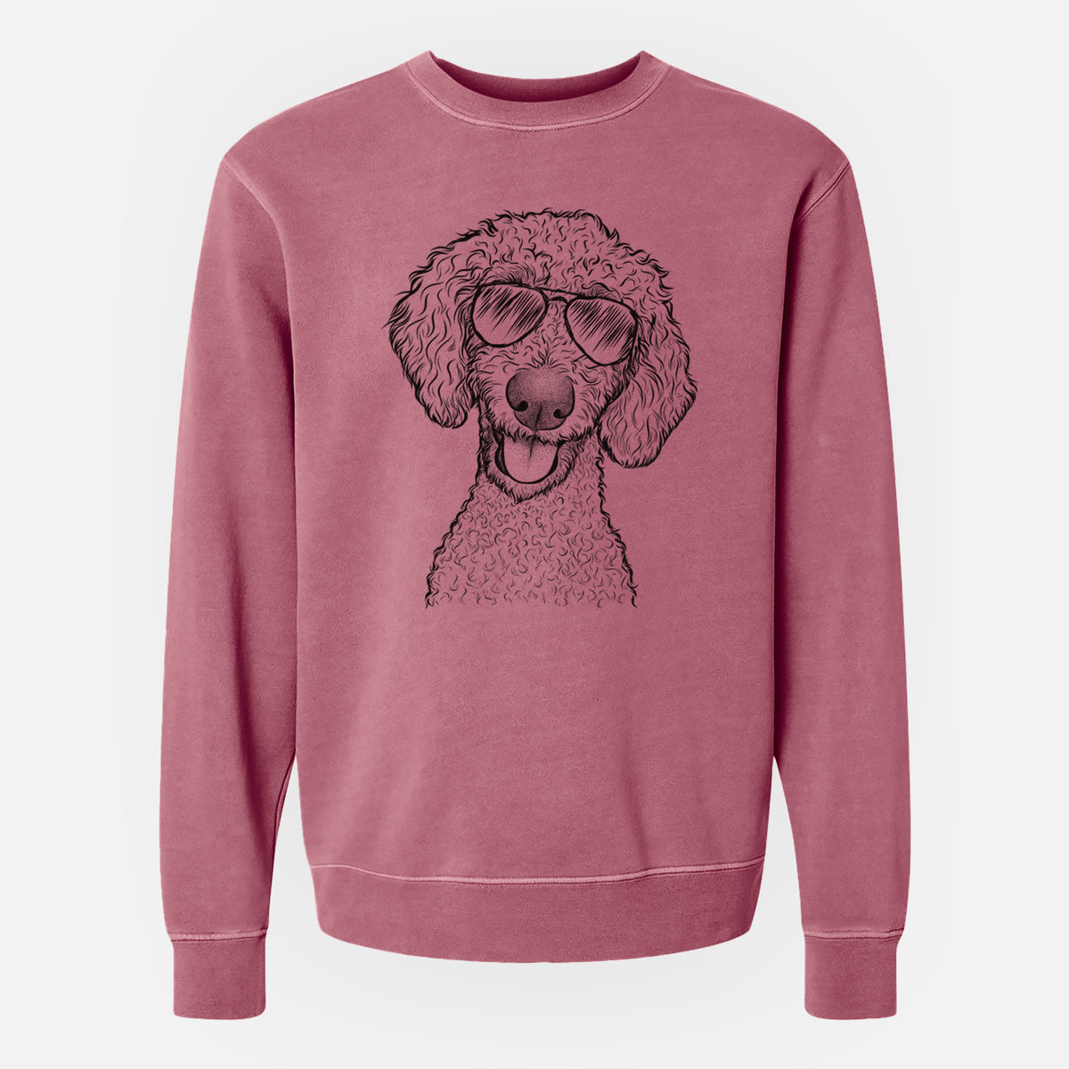 Aviator Fenway the Goldendoodle - Unisex Pigment Dyed Crew Sweatshirt