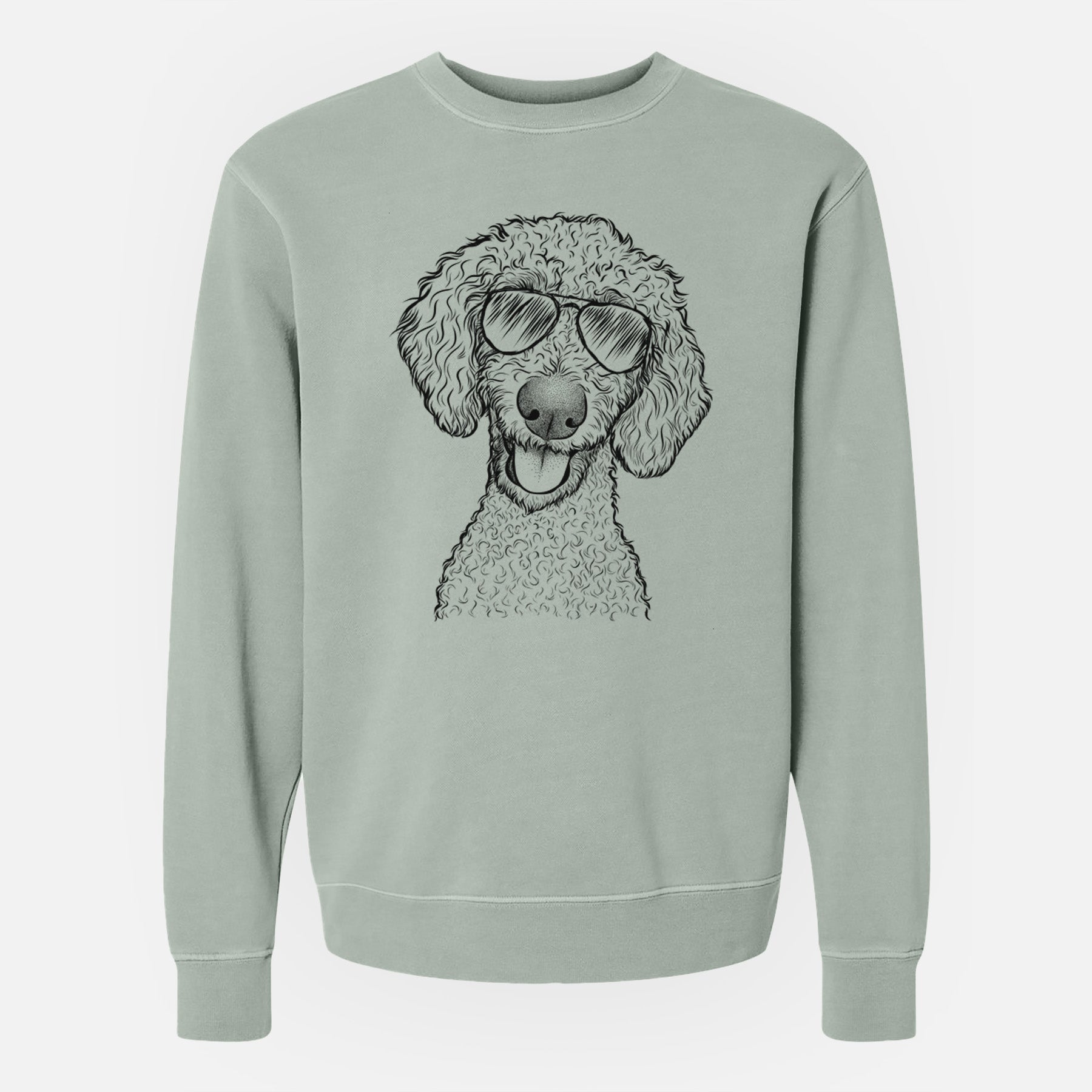 Aviator Fenway the Goldendoodle - Unisex Pigment Dyed Crew Sweatshirt