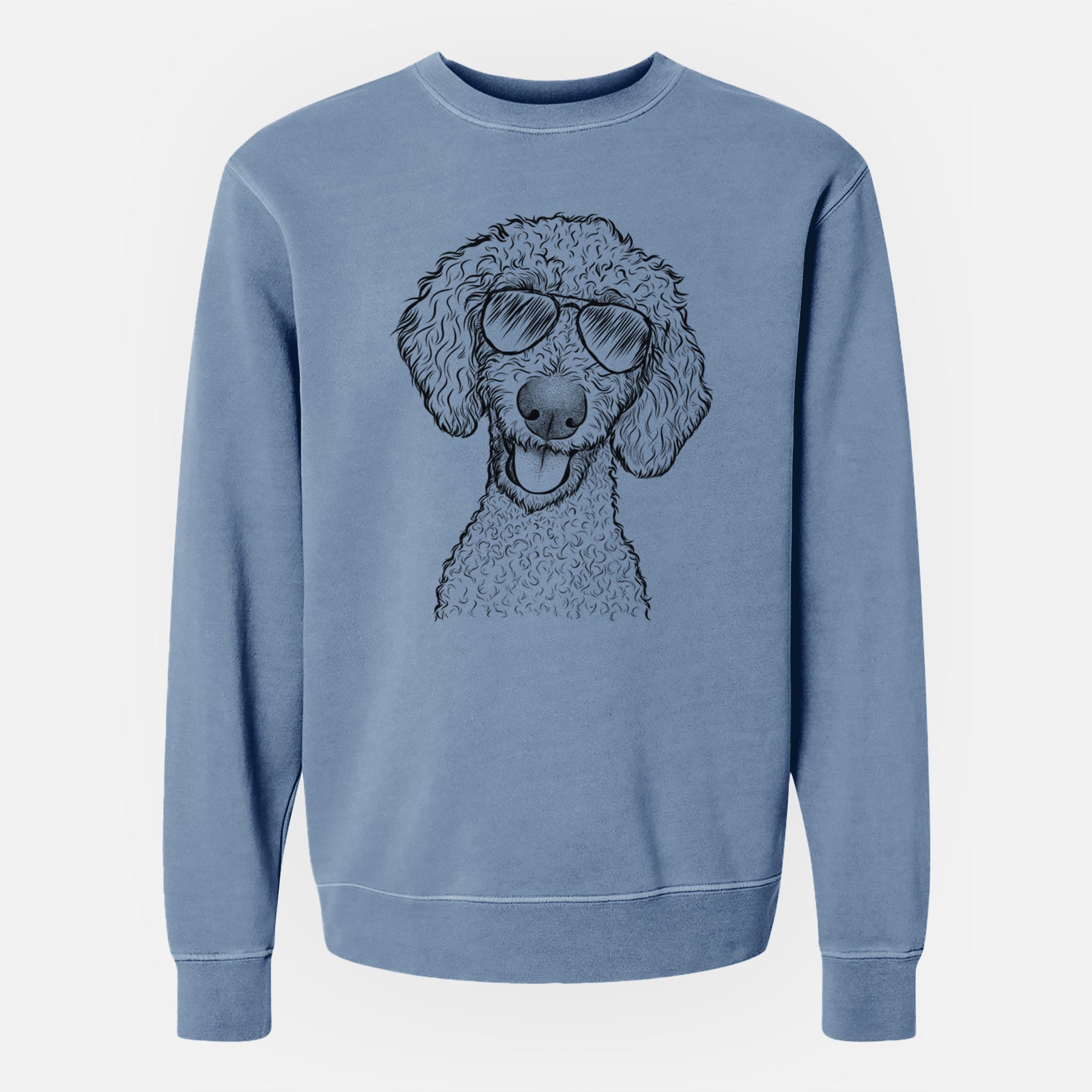 Aviator Fenway the Goldendoodle - Unisex Pigment Dyed Crew Sweatshirt