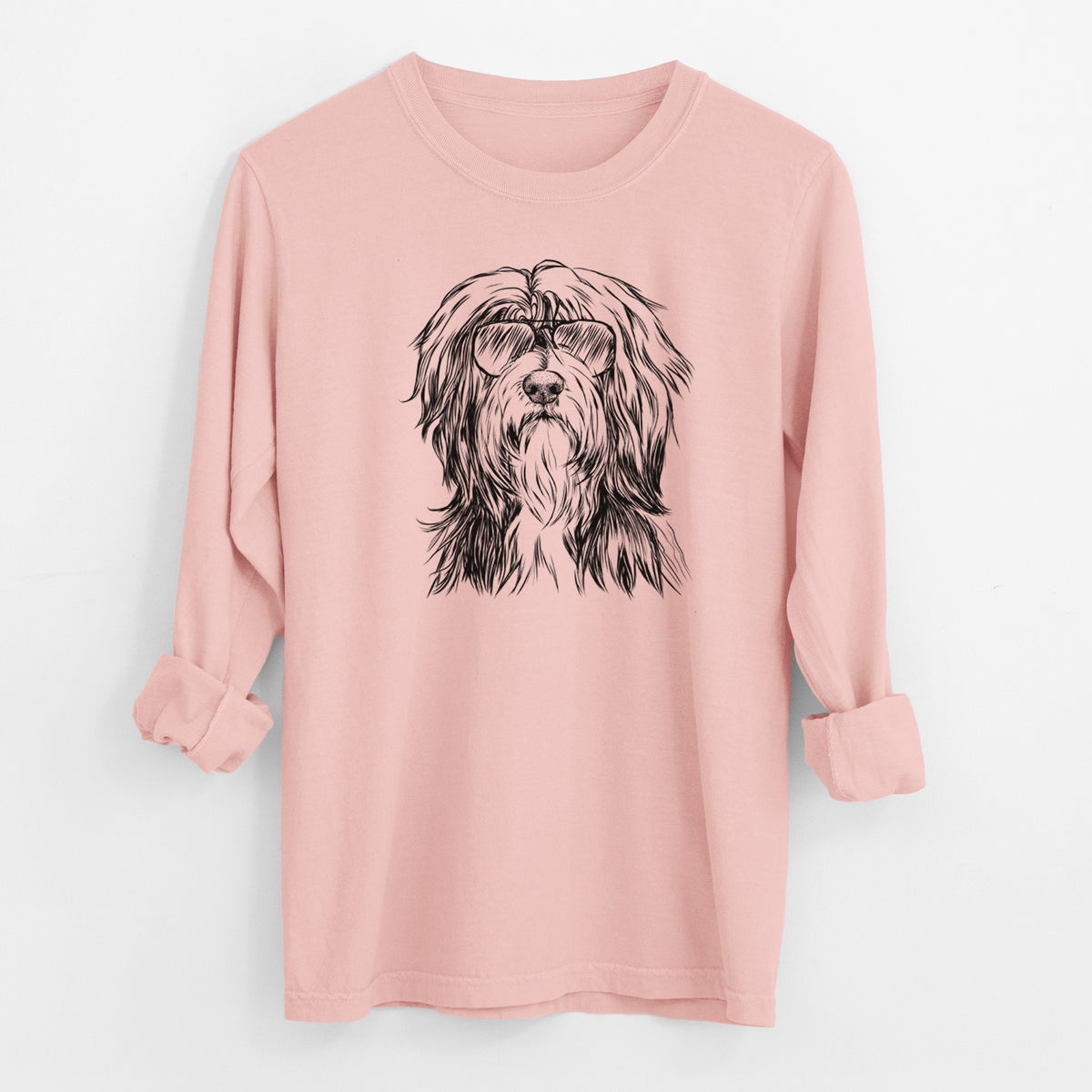 Aviator Fiji the Polish Lowland Sheepdog - Men's Heavyweight 100% Cotton Long Sleeve