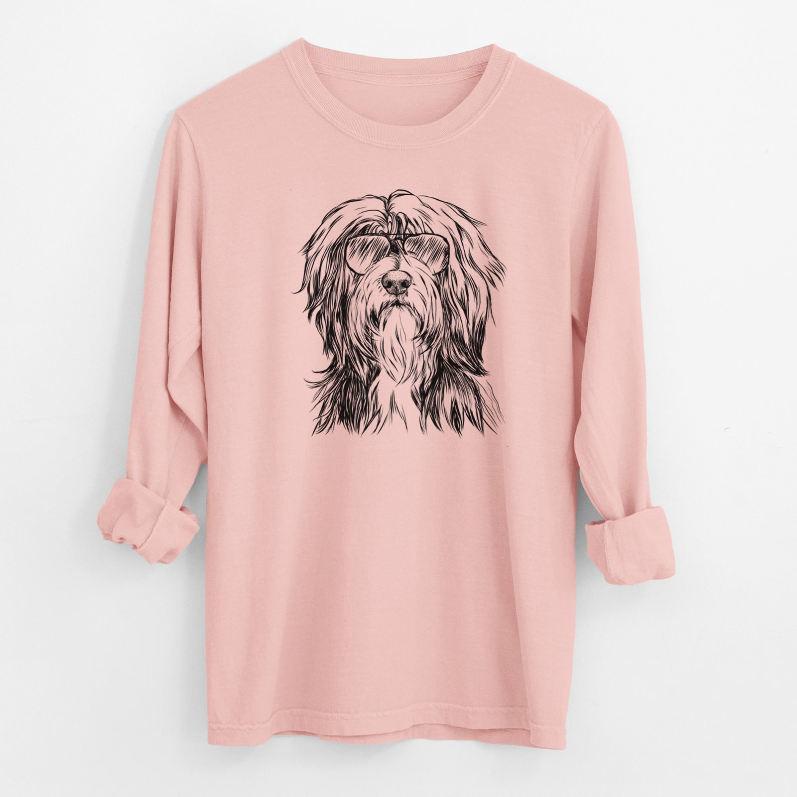 Aviator Fiji the Polish Lowland Sheepdog - Men's Heavyweight 100% Cotton Long Sleeve