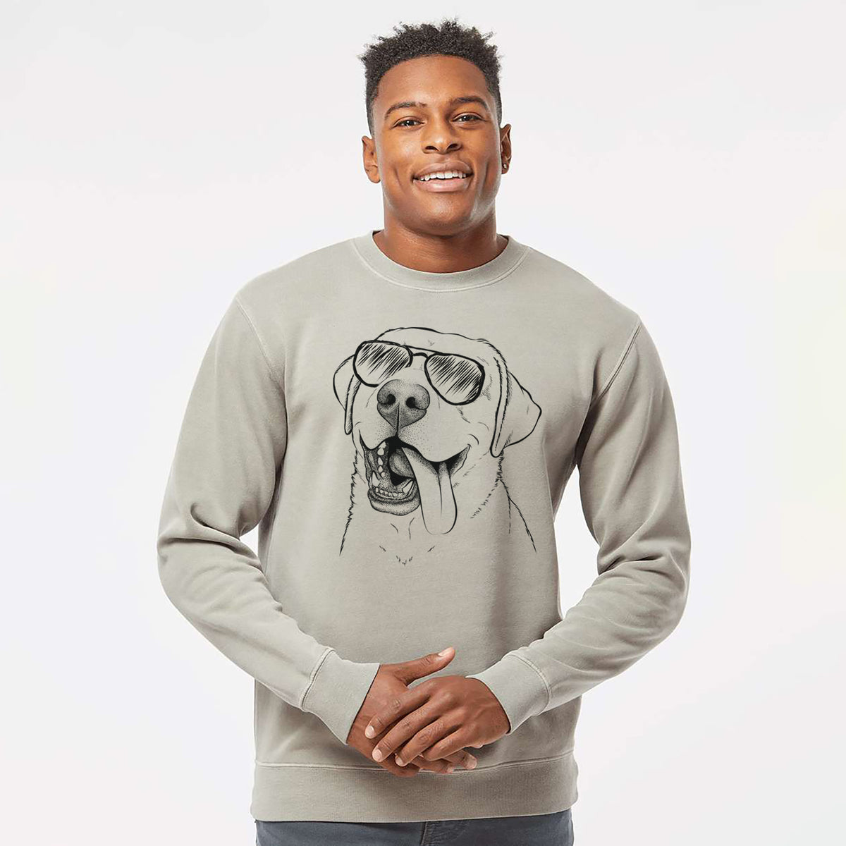 Aviator Finn the Labrador Retriever - Unisex Pigment Dyed Crew Sweatshirt