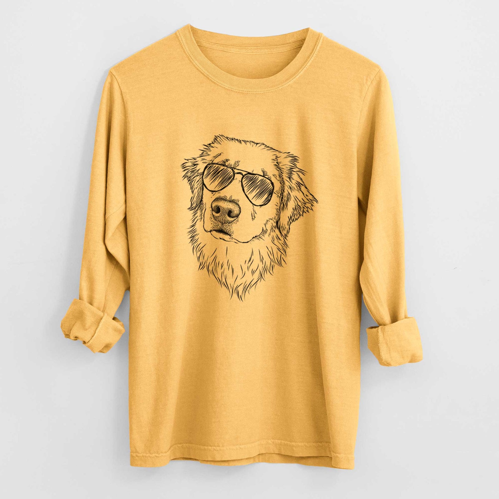 Aviator Fiona the Golden Retriever - Men's Heavyweight 100% Cotton Long Sleeve