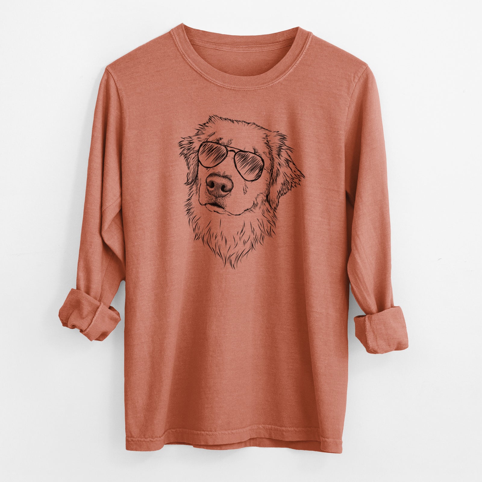 Aviator Fiona the Golden Retriever - Men's Heavyweight 100% Cotton Long Sleeve