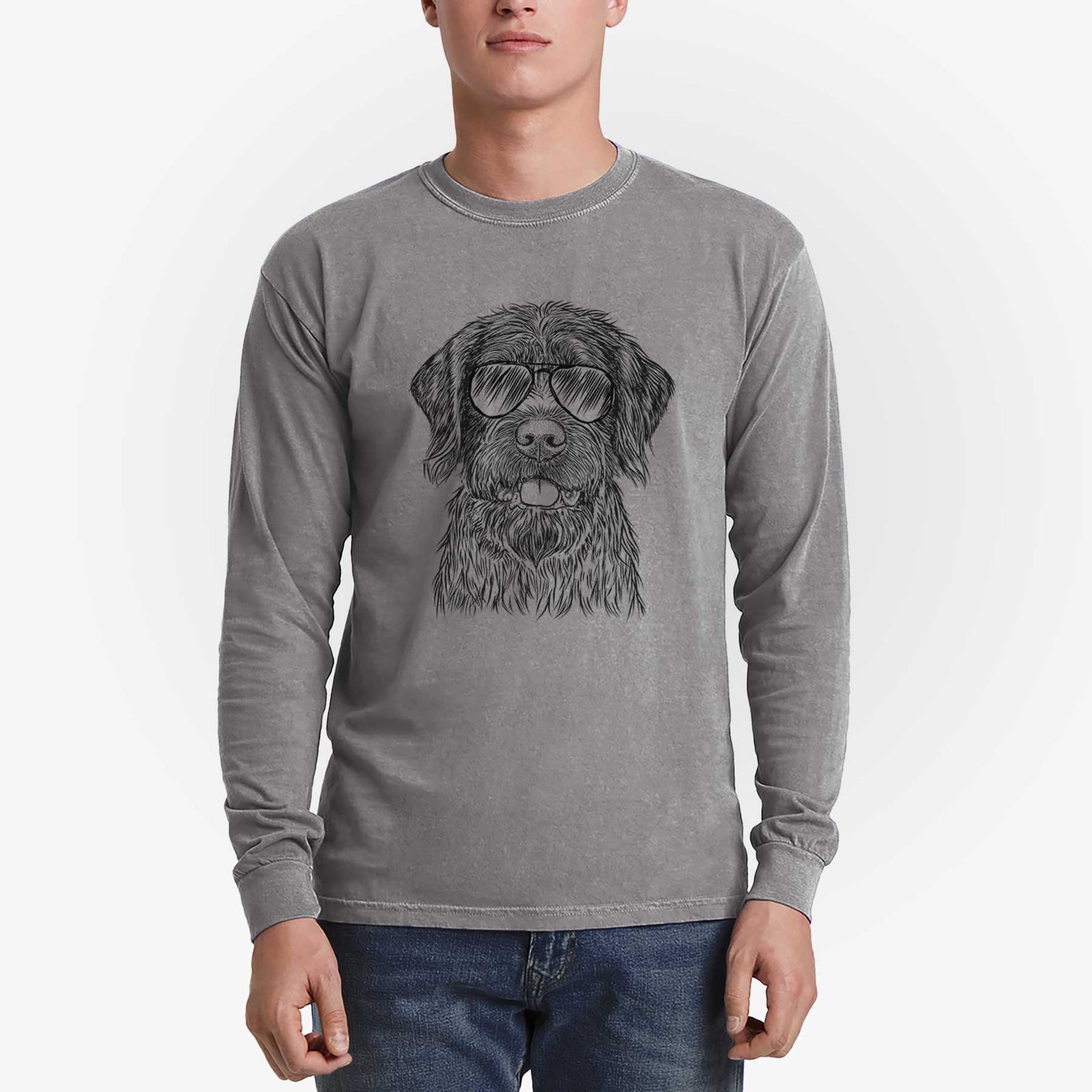 Aviator Fletcher the Wirehaired Pointing Griffon - Men's Heavyweight 100% Cotton Long Sleeve