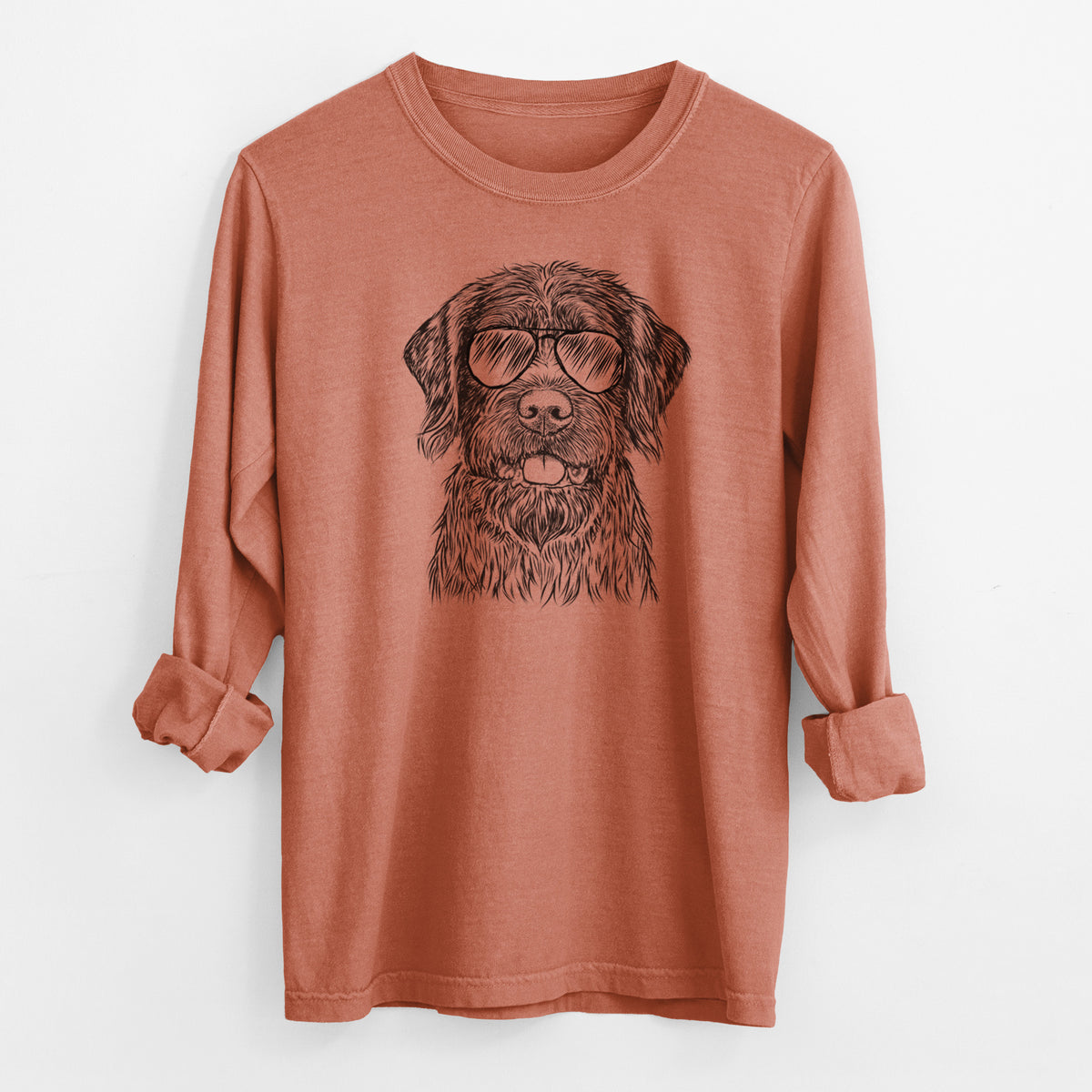 Aviator Fletcher the Wirehaired Pointing Griffon - Men's Heavyweight 100% Cotton Long Sleeve