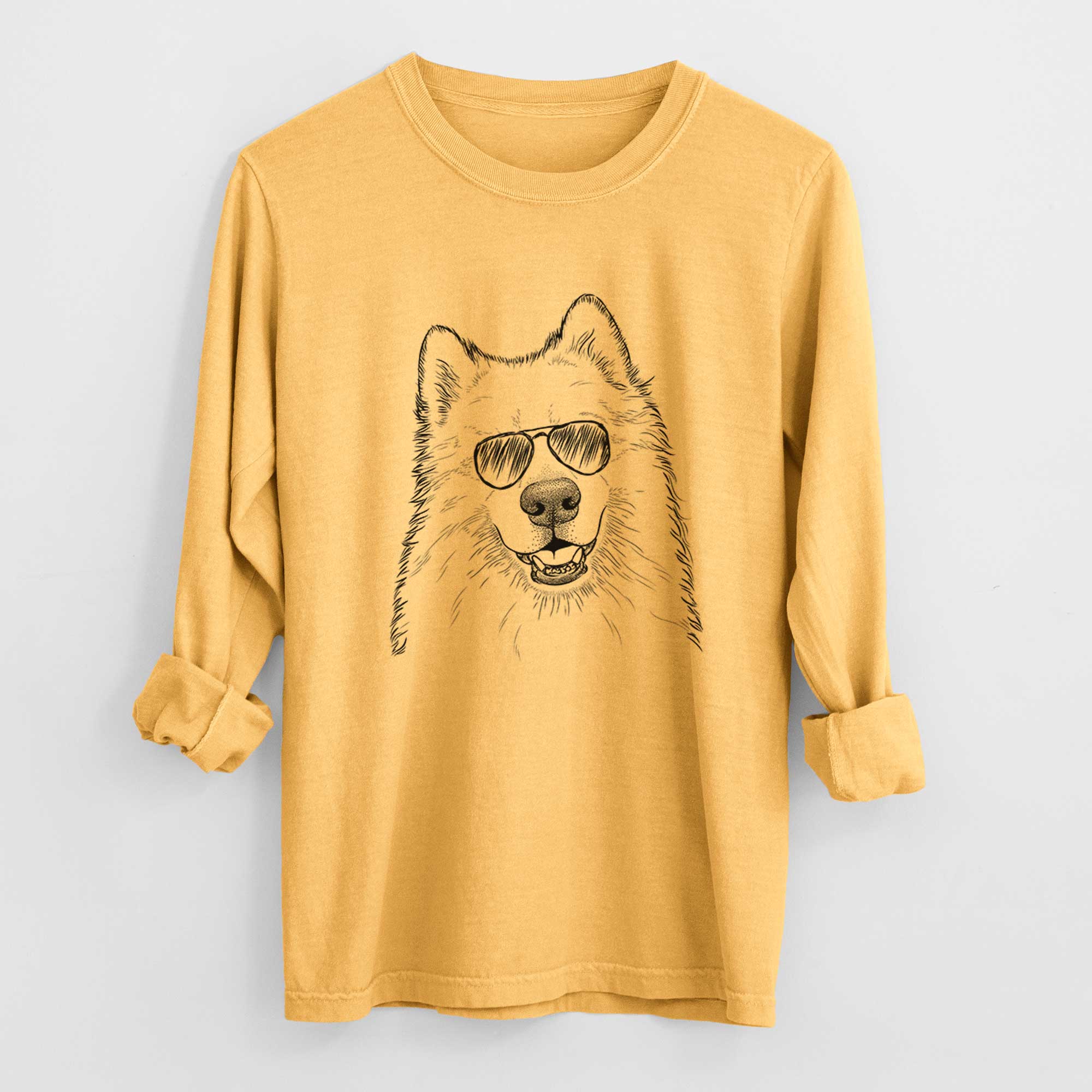 Aviator Foster the Samoyed - Men's Heavyweight 100% Cotton Long Sleeve