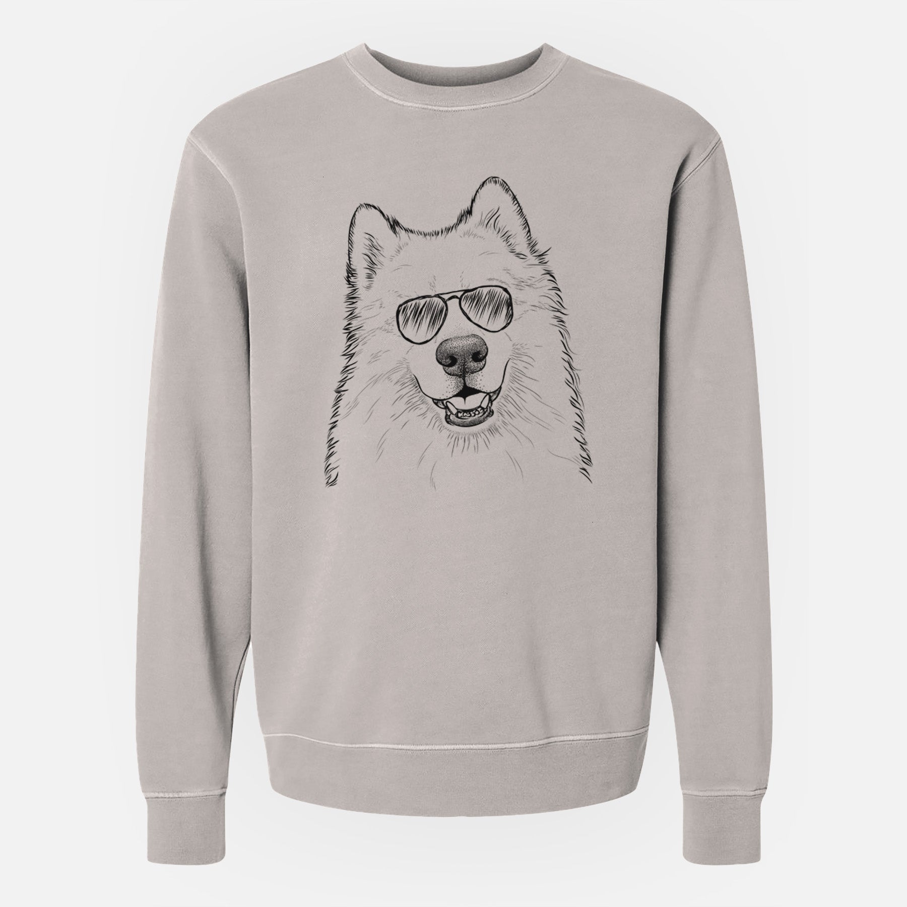 Aviator Foster the Samoyed - Unisex Pigment Dyed Crew Sweatshirt