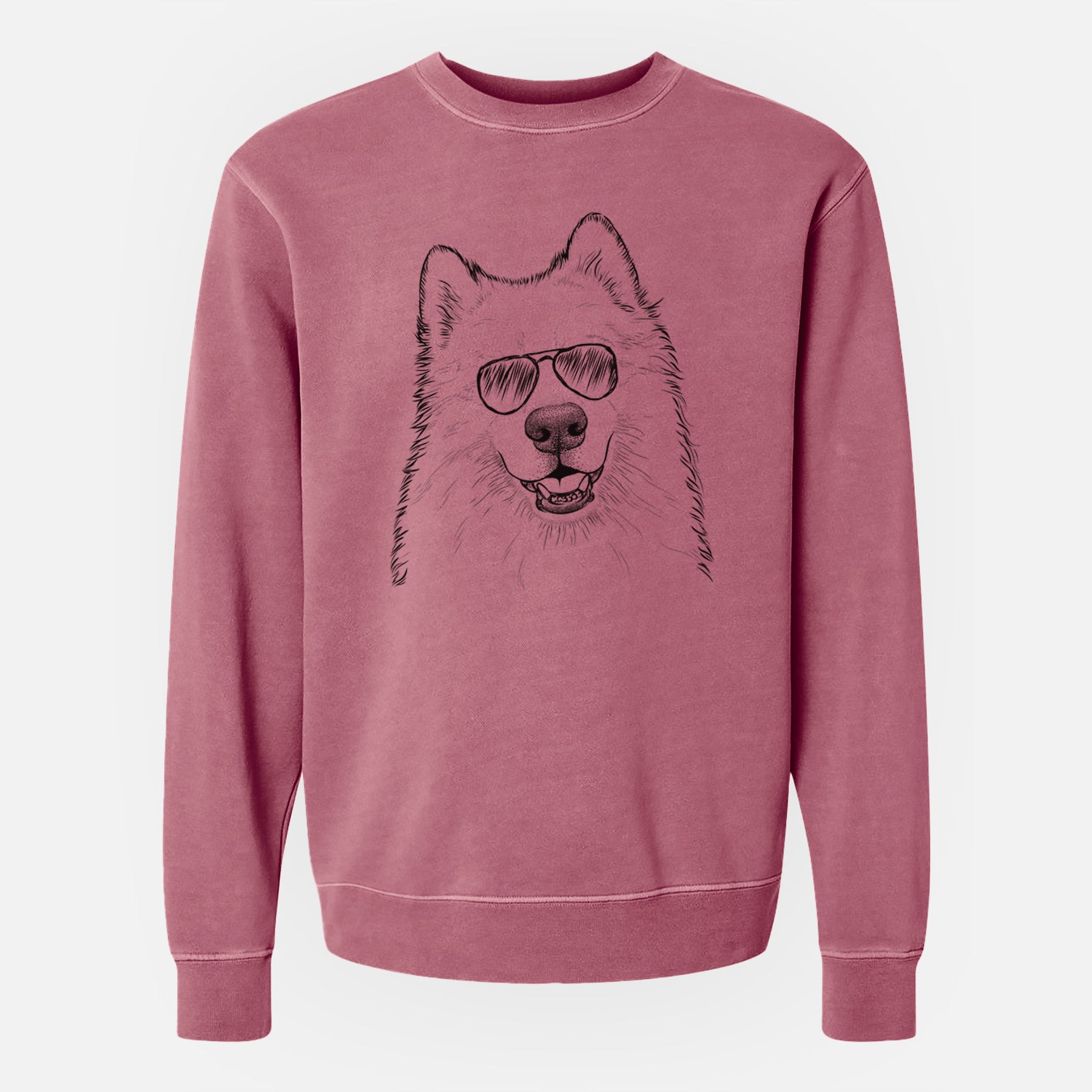 Aviator Foster the Samoyed - Unisex Pigment Dyed Crew Sweatshirt