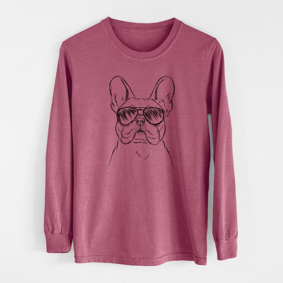 Aviator Franco the French Bulldog - Men's Heavyweight 100% Cotton Long Sleeve
