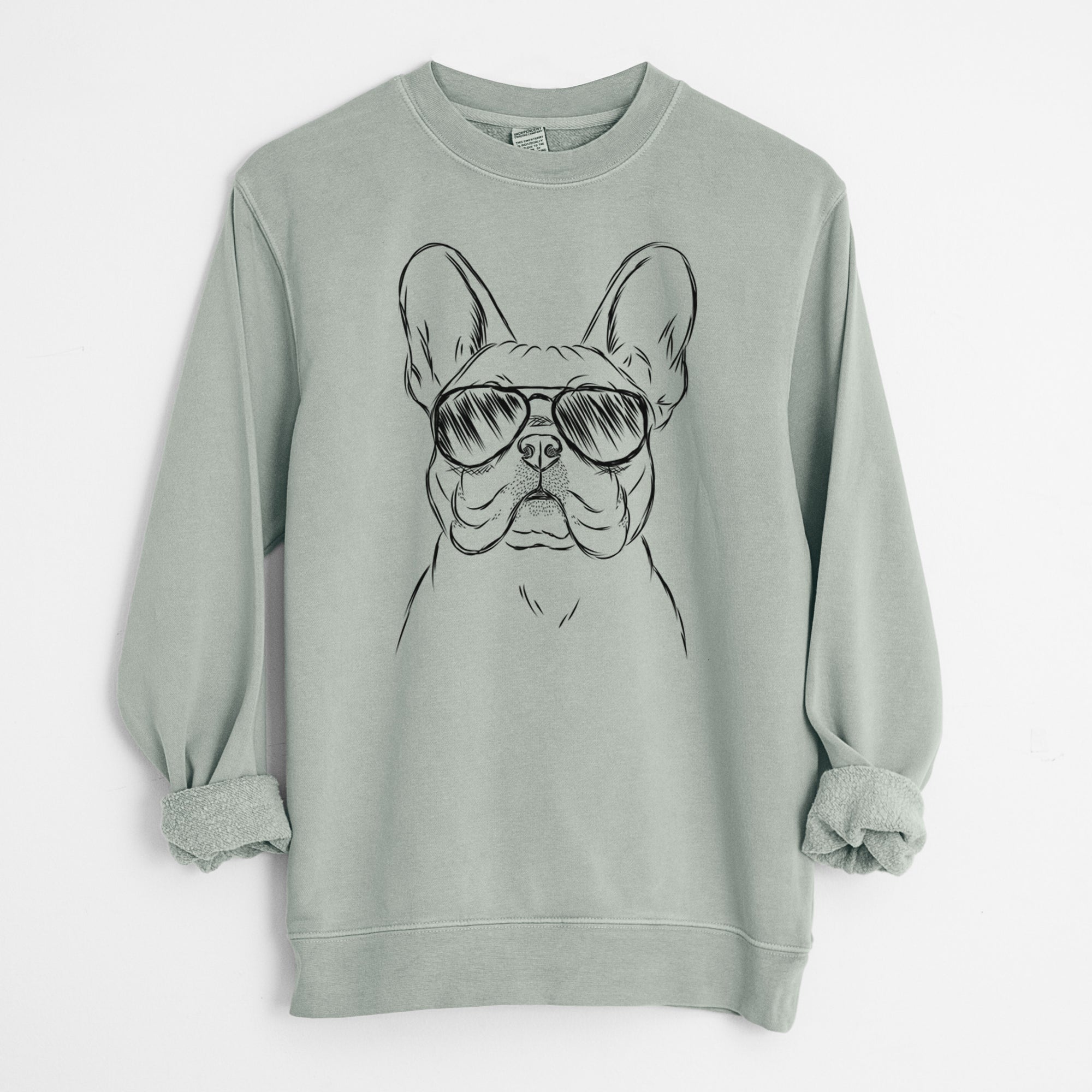 Aviator Franco the French Bulldog - Unisex Pigment Dyed Crew Sweatshirt